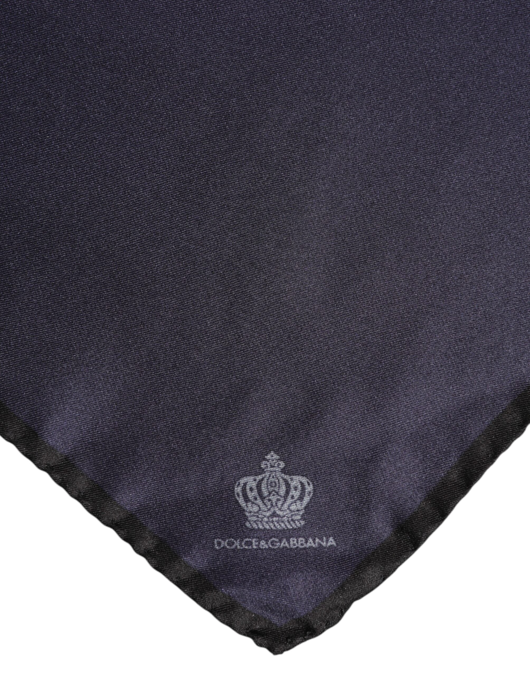 Dolce & Gabbana Blå DG Crown Siden Fyrkantig Herr Foulard Halsduk