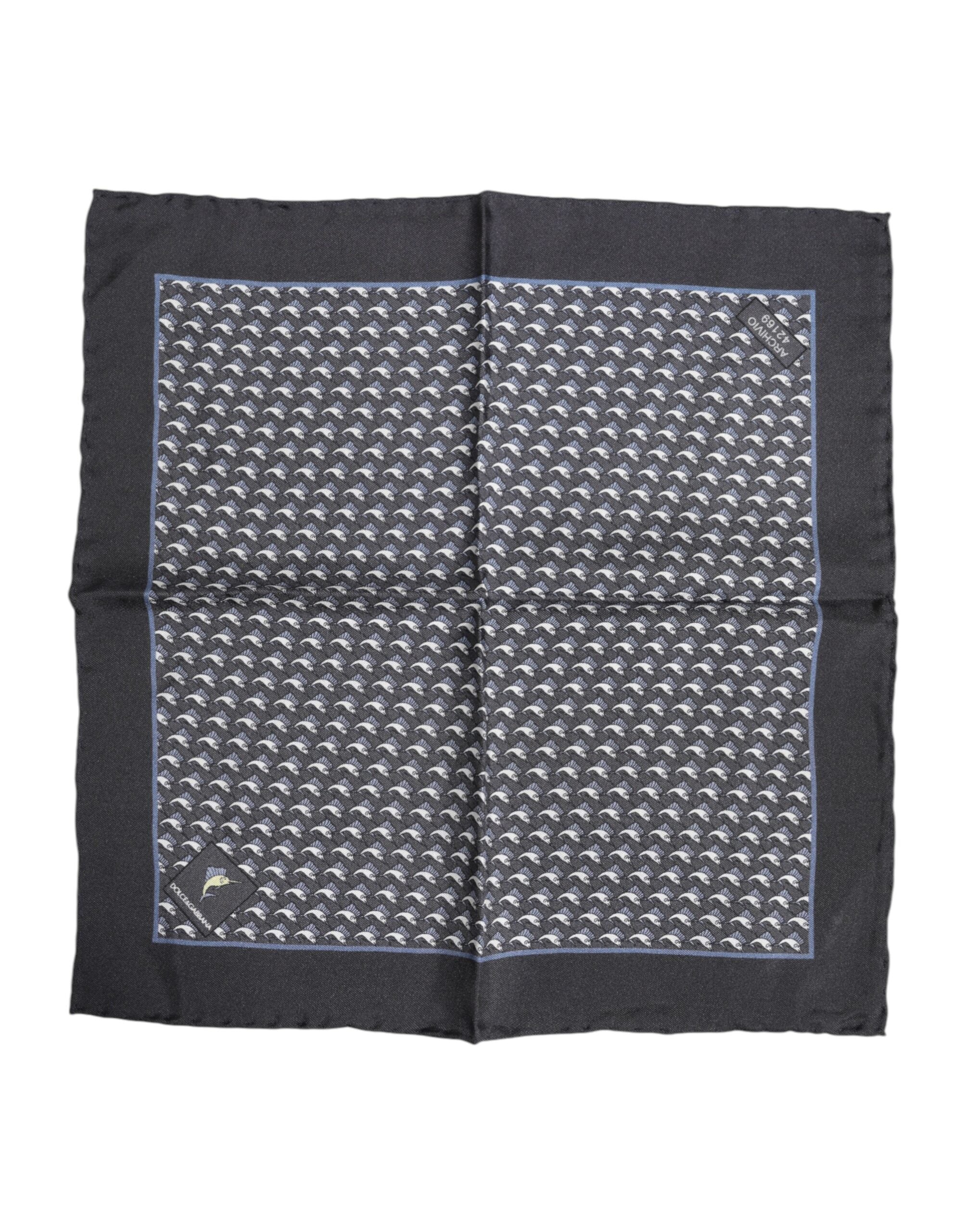 Dolce & Gabbana Svart Fiskmönstrad Sidensjalett Herr Foulard