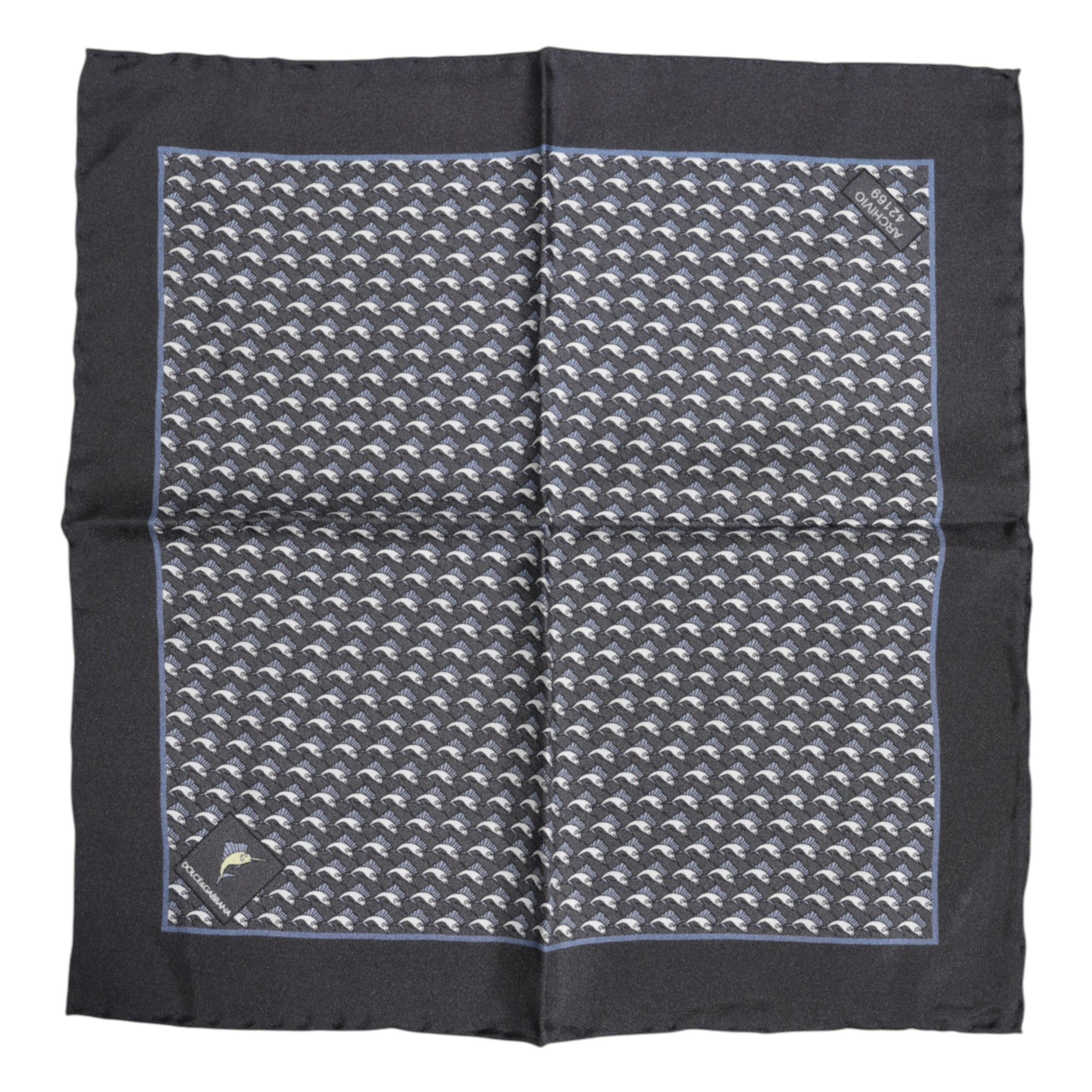 Dolce & Gabbana Svart Fiskmönstrad Sidensjalett Herr Foulard