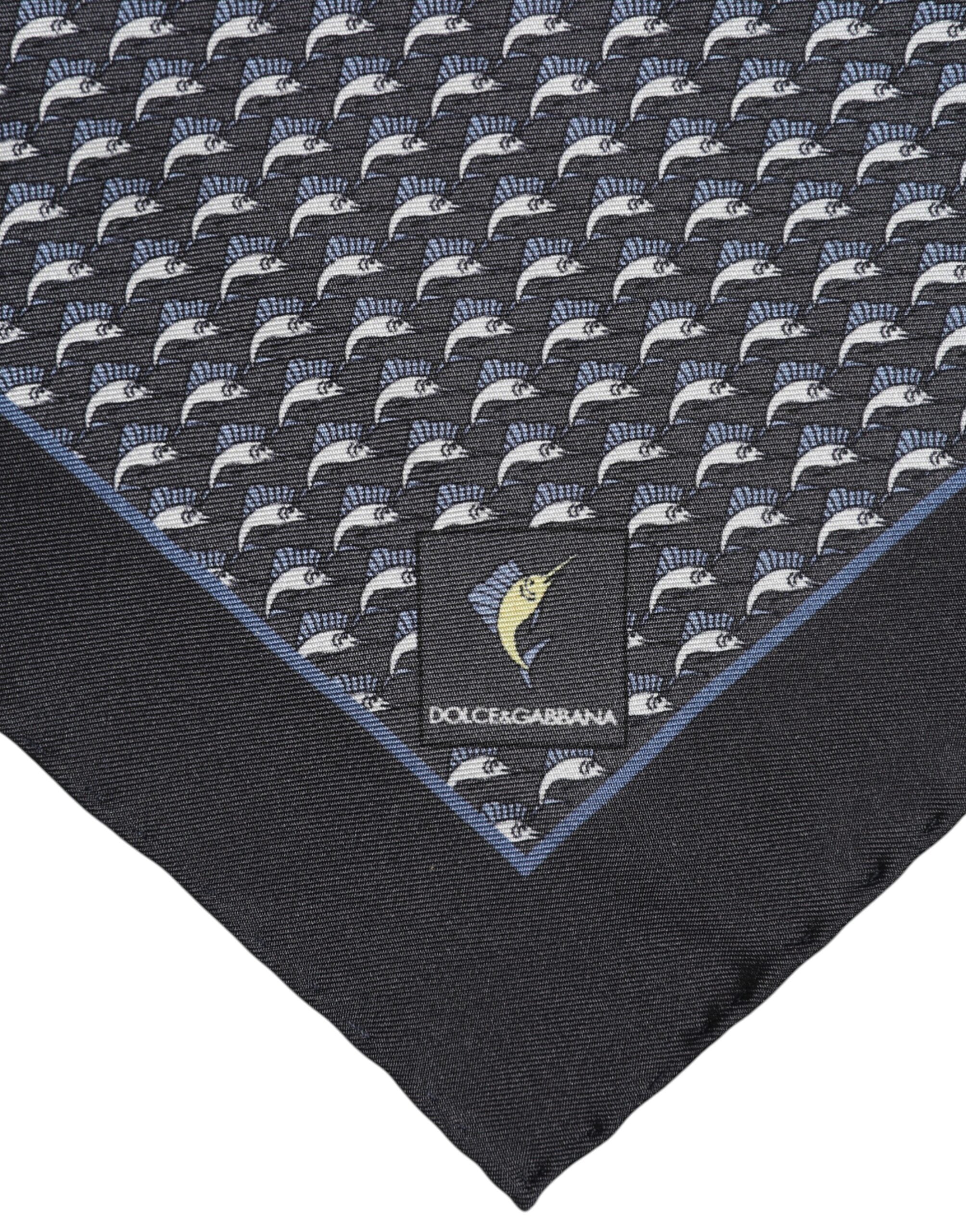 Dolce & Gabbana Svart Fiskmönstrad Sidensjalett Herr Foulard