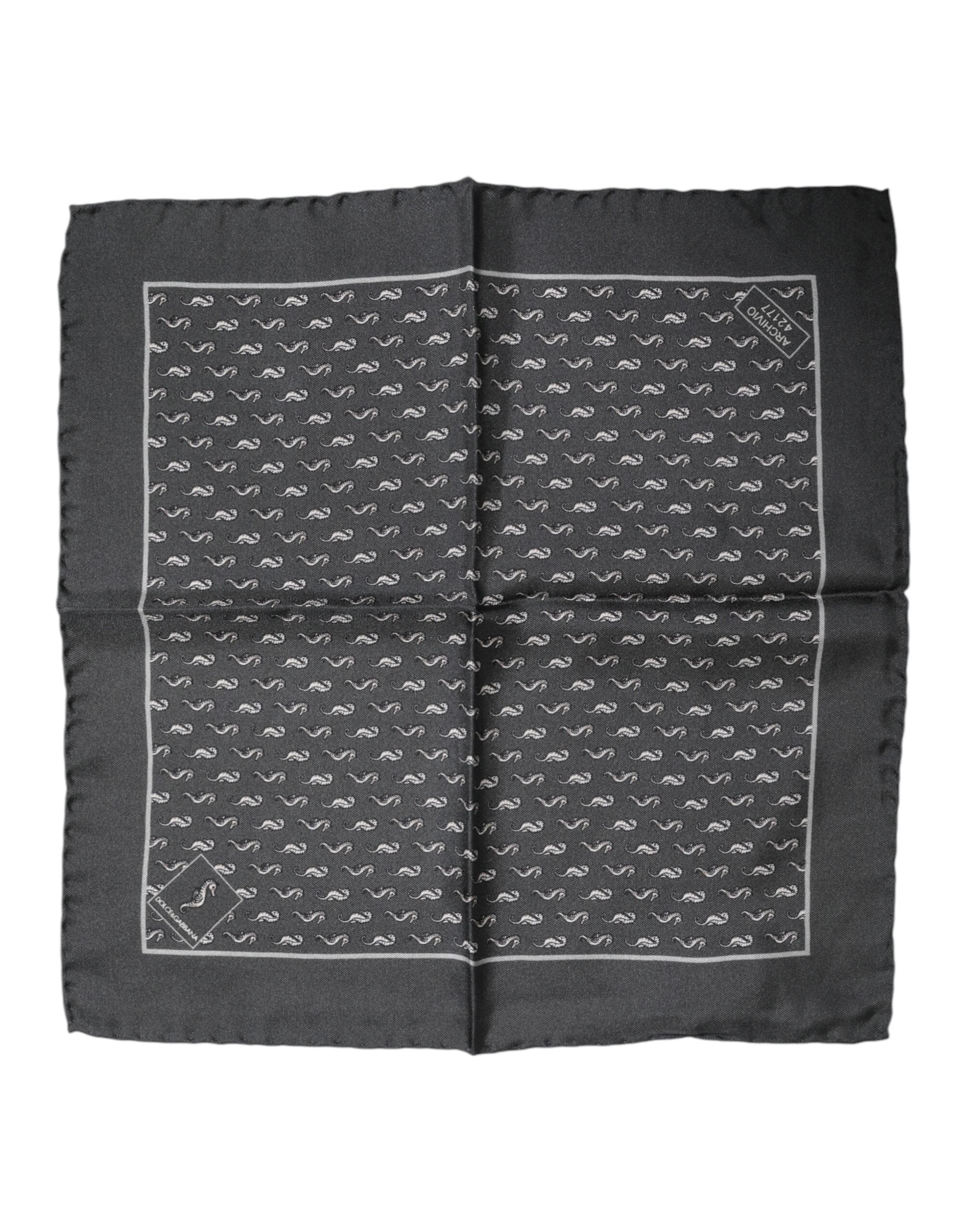 Dolce & Gabbana Svart Fiskmönstrad Sidensjalett Herr Foulard