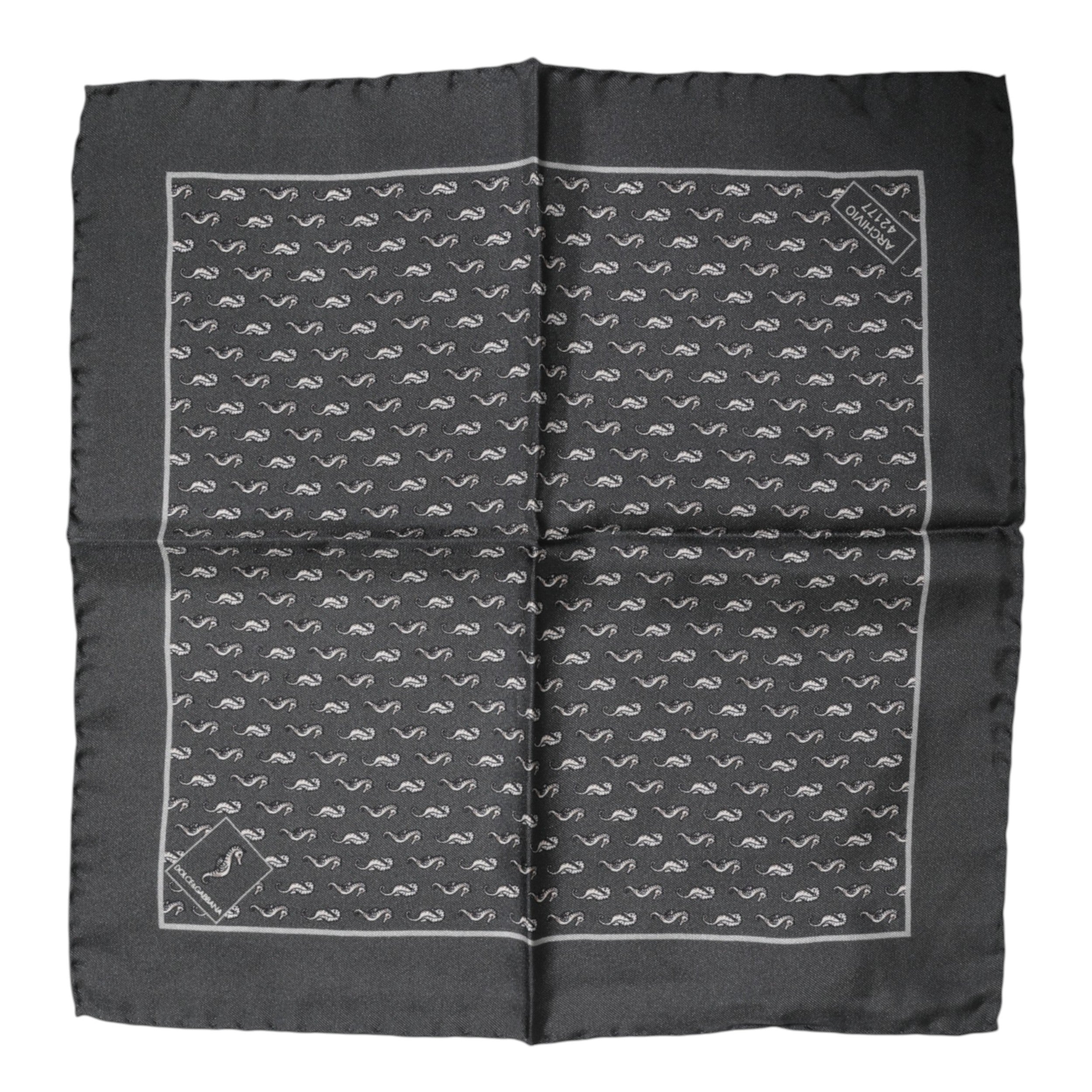 Dolce & Gabbana Svart Fiskmönstrad Sidensjalett Herr Foulard