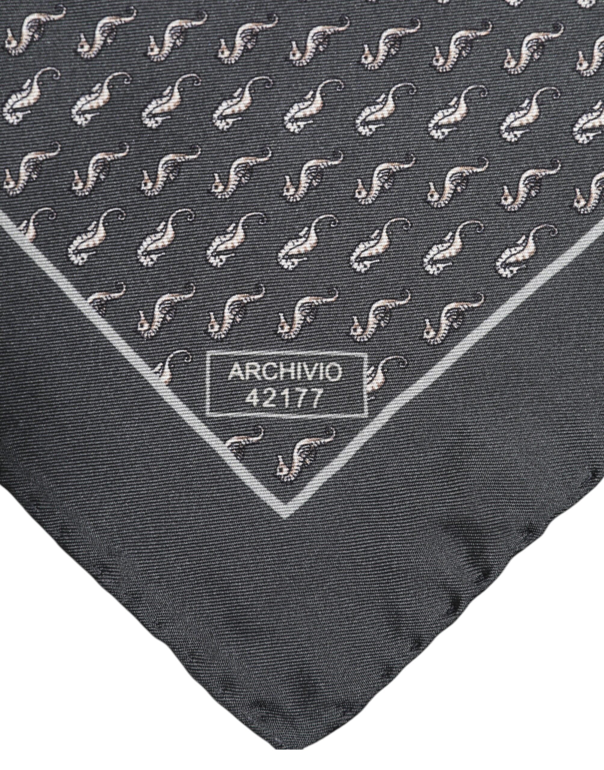 Dolce & Gabbana Svart Fiskmönstrad Sidensjalett Herr Foulard