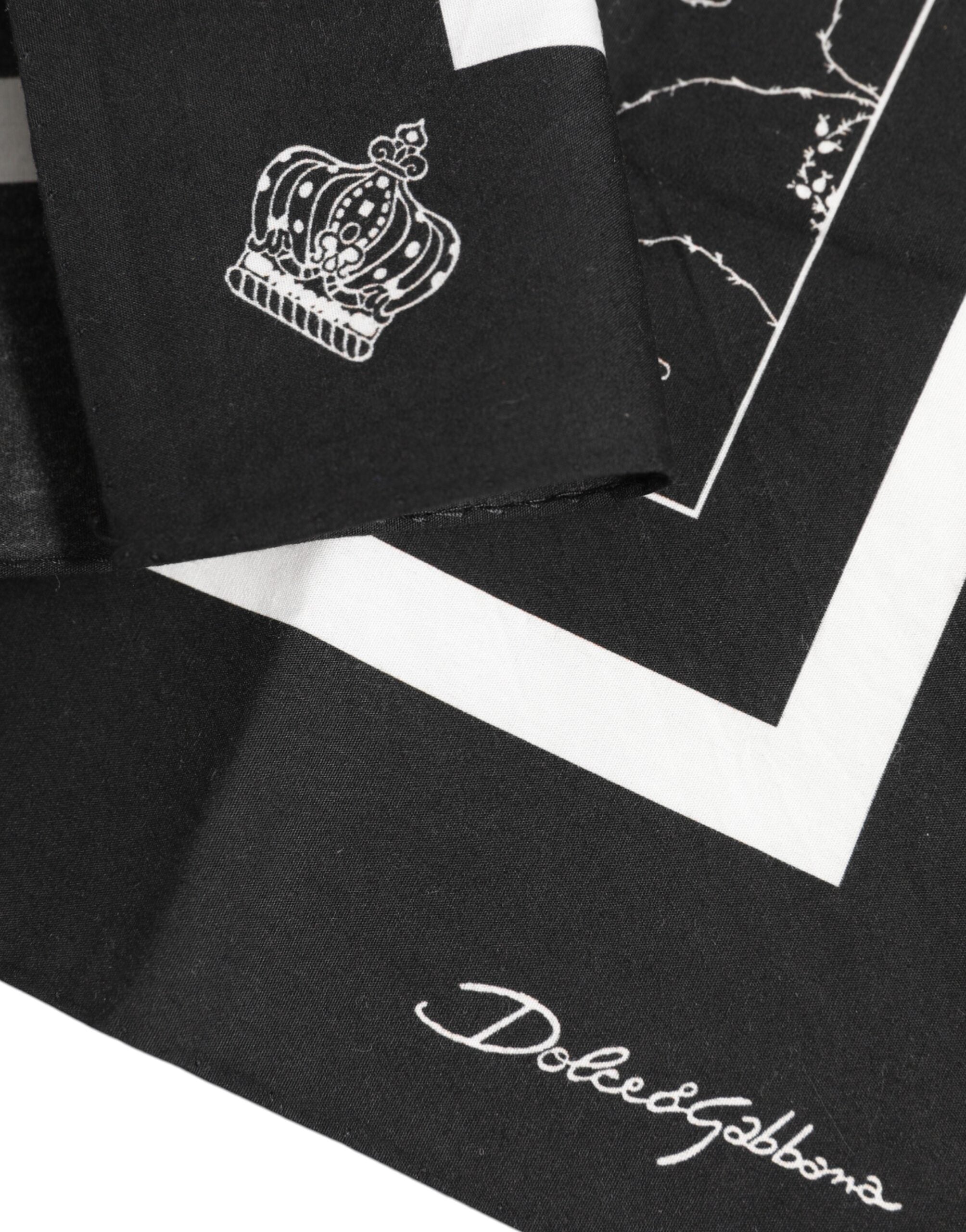 Dolce & Gabbana Svartvit Mönstrad Fyrkantig Herrhalsduk
