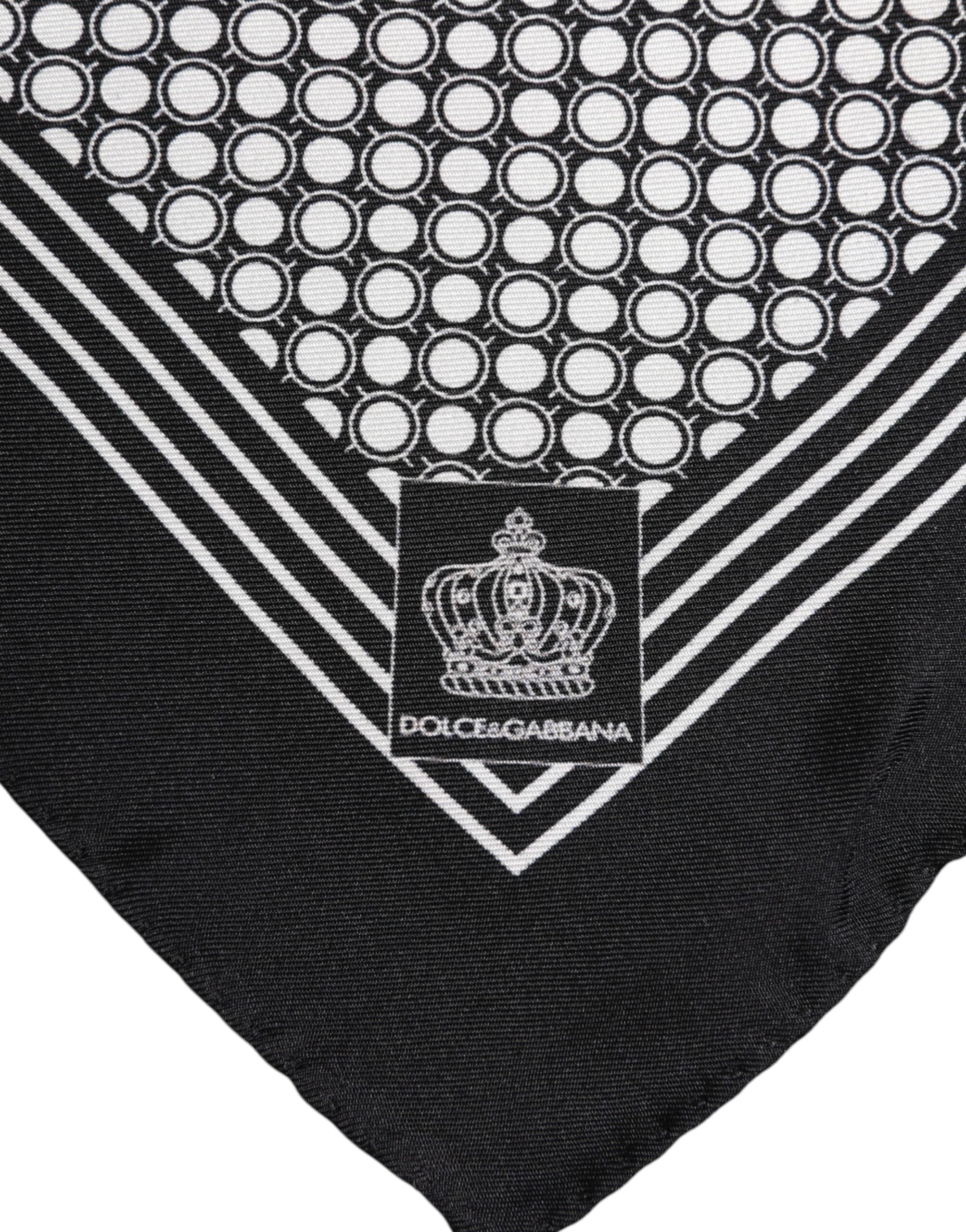 Dolce & Gabbana Svartvit Mönstrad Fyrkantig Herrhalsduk
