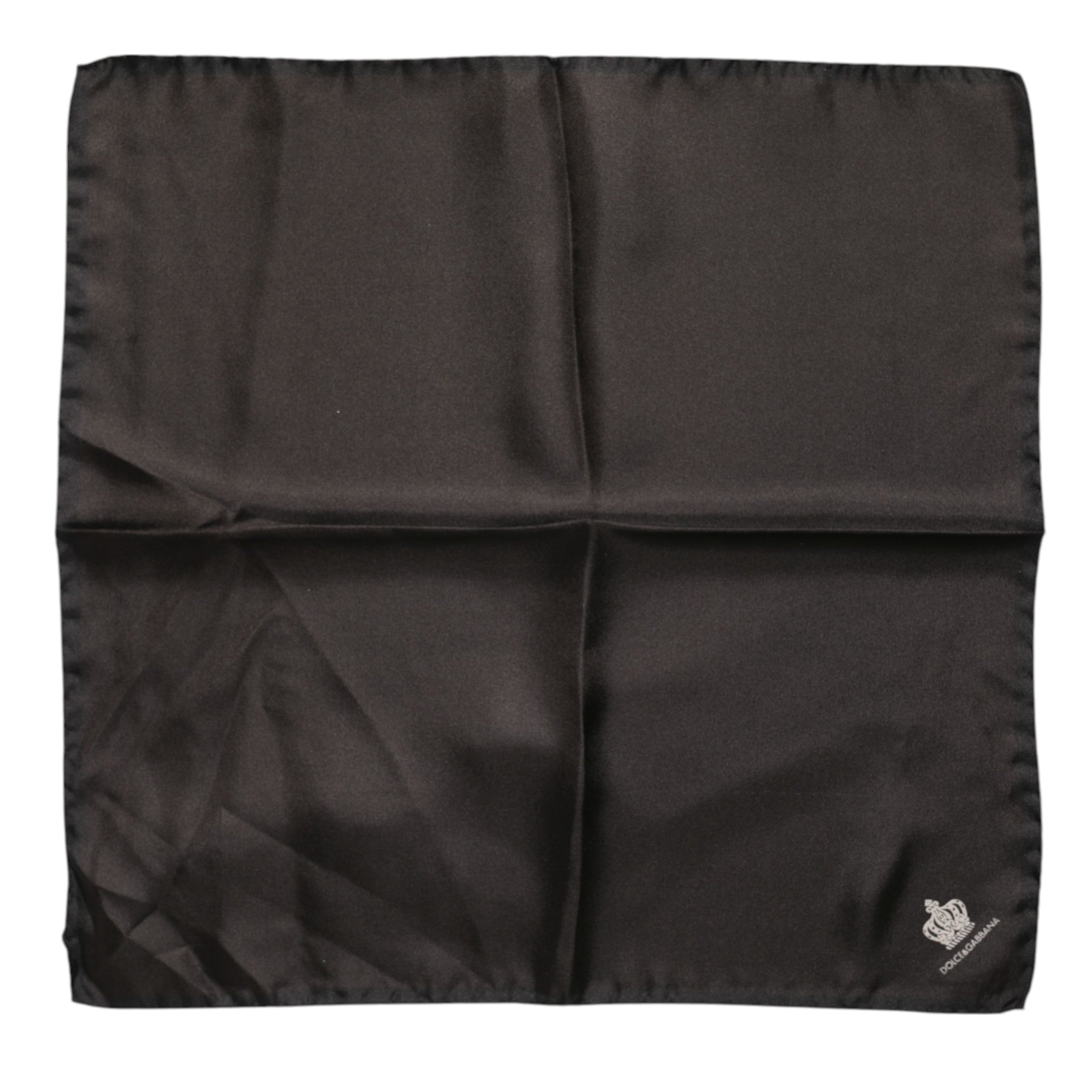 Dolce & Gabbana Brun DG Crown Siden Fyrkantig Herr Foulard Halsduk