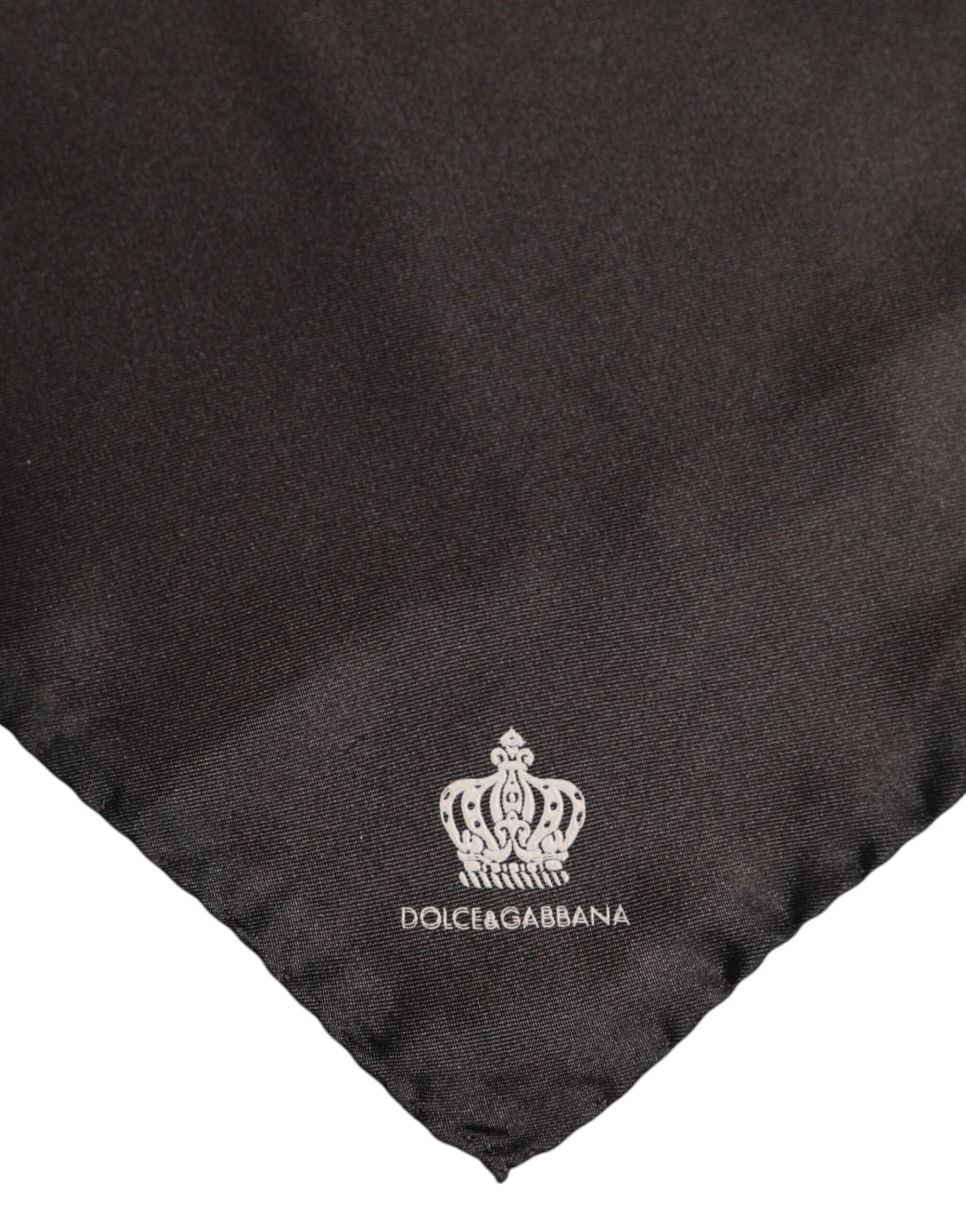 Dolce & Gabbana Brun DG Crown Siden Fyrkantig Herr Foulard Halsduk