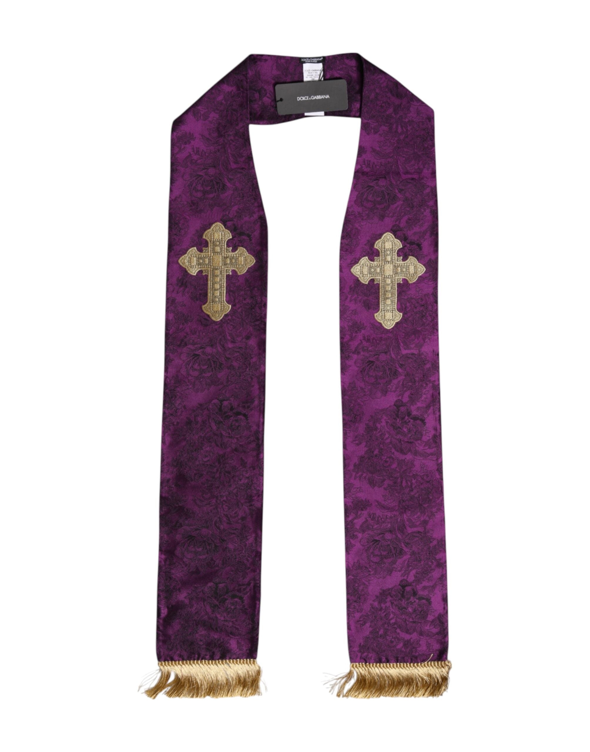 Dolce & Gabbana Lila Sidenfransar Kors Herr Foulard Halsduk