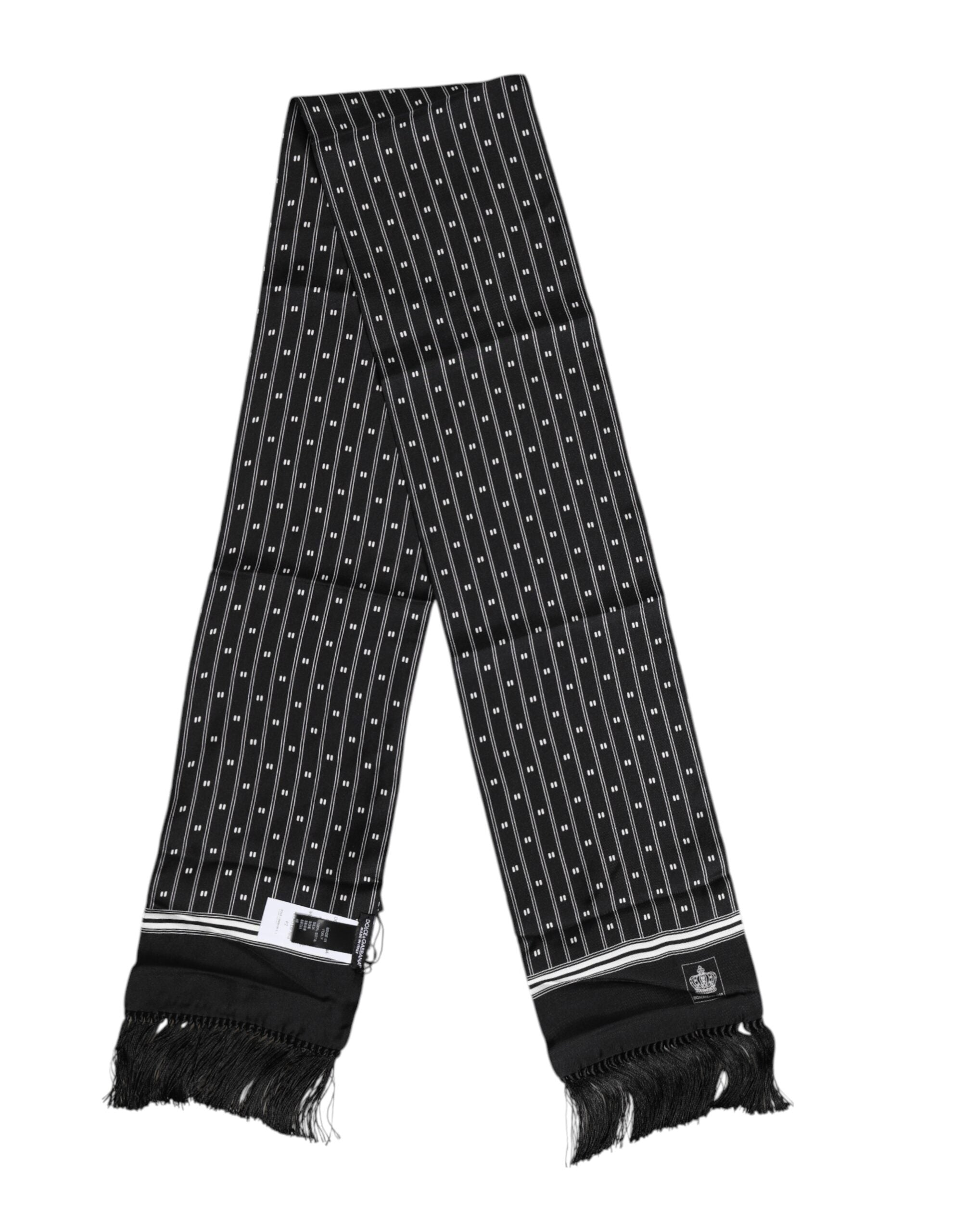 Dolce & Gabbana Svart Sidenmönstrad Franshalsduk Herr Foulard