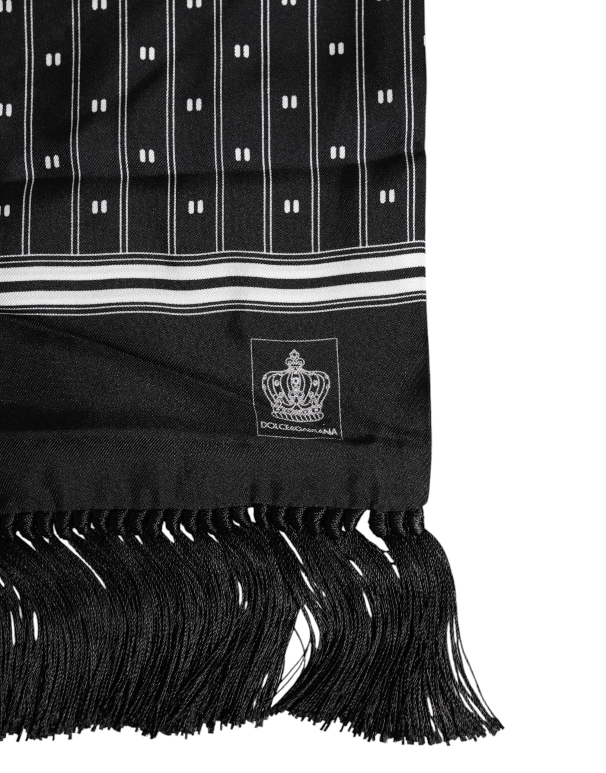 Dolce & Gabbana Svart Sidenmönstrad Franshalsduk Herr Foulard
