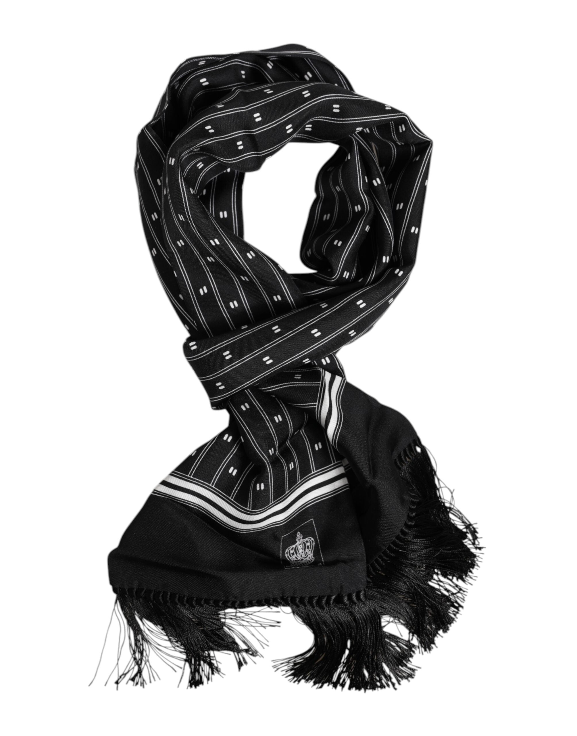 Dolce & Gabbana Svart Sidenmönstrad Franshalsduk Herr Foulard