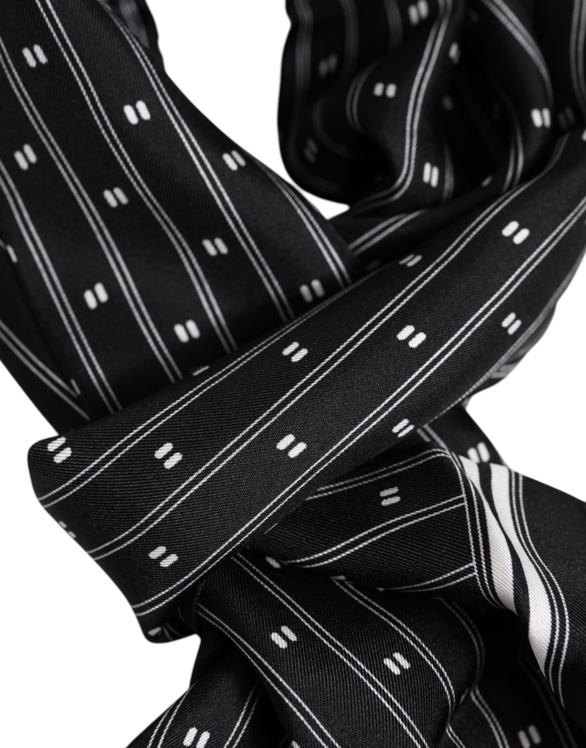Dolce & Gabbana Svart Sidenmönstrad Franshalsduk Herr Foulard