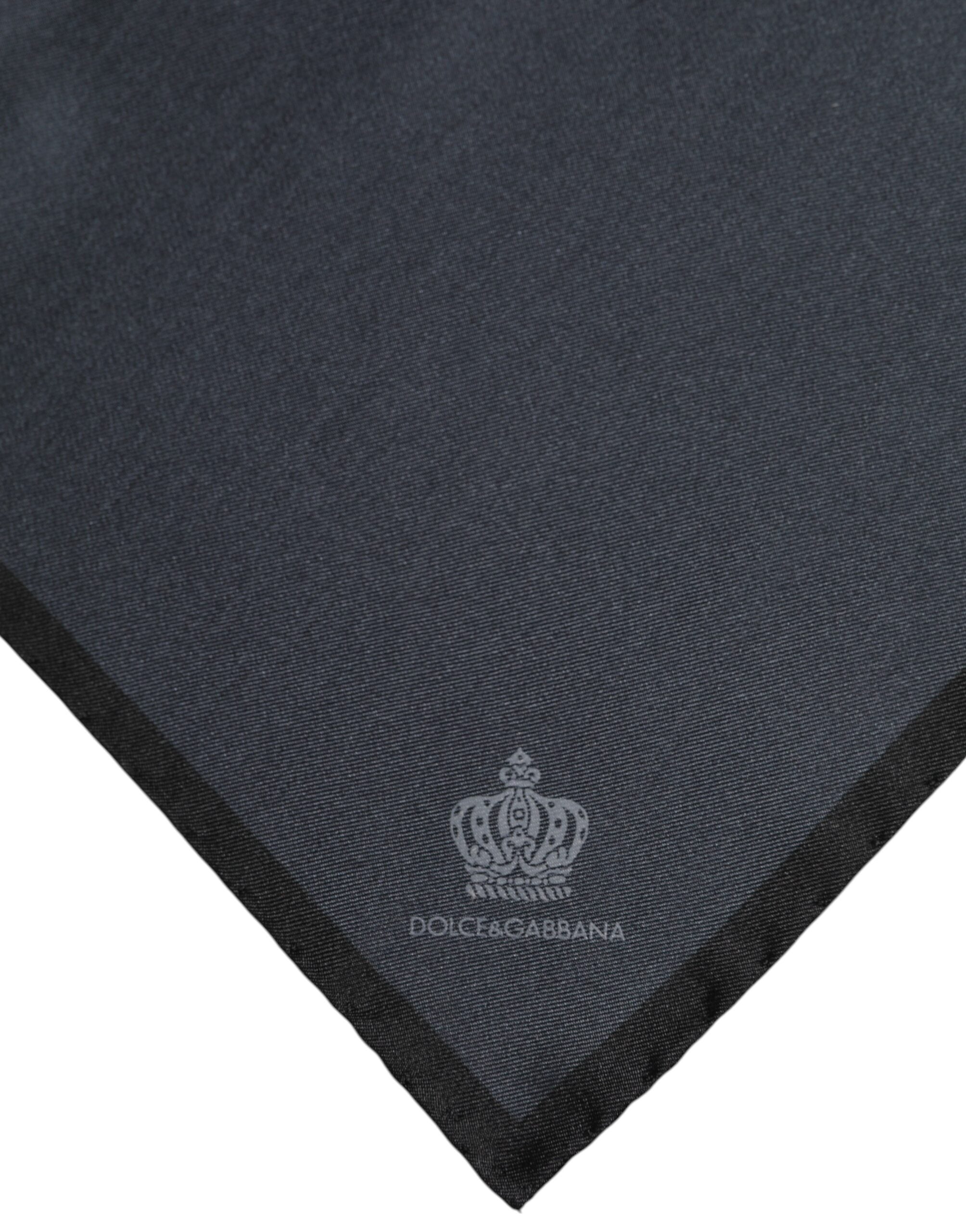 Dolce & Gabbana Mörkgrå DG Crown Sidensjalett Fyrkantig Foulard