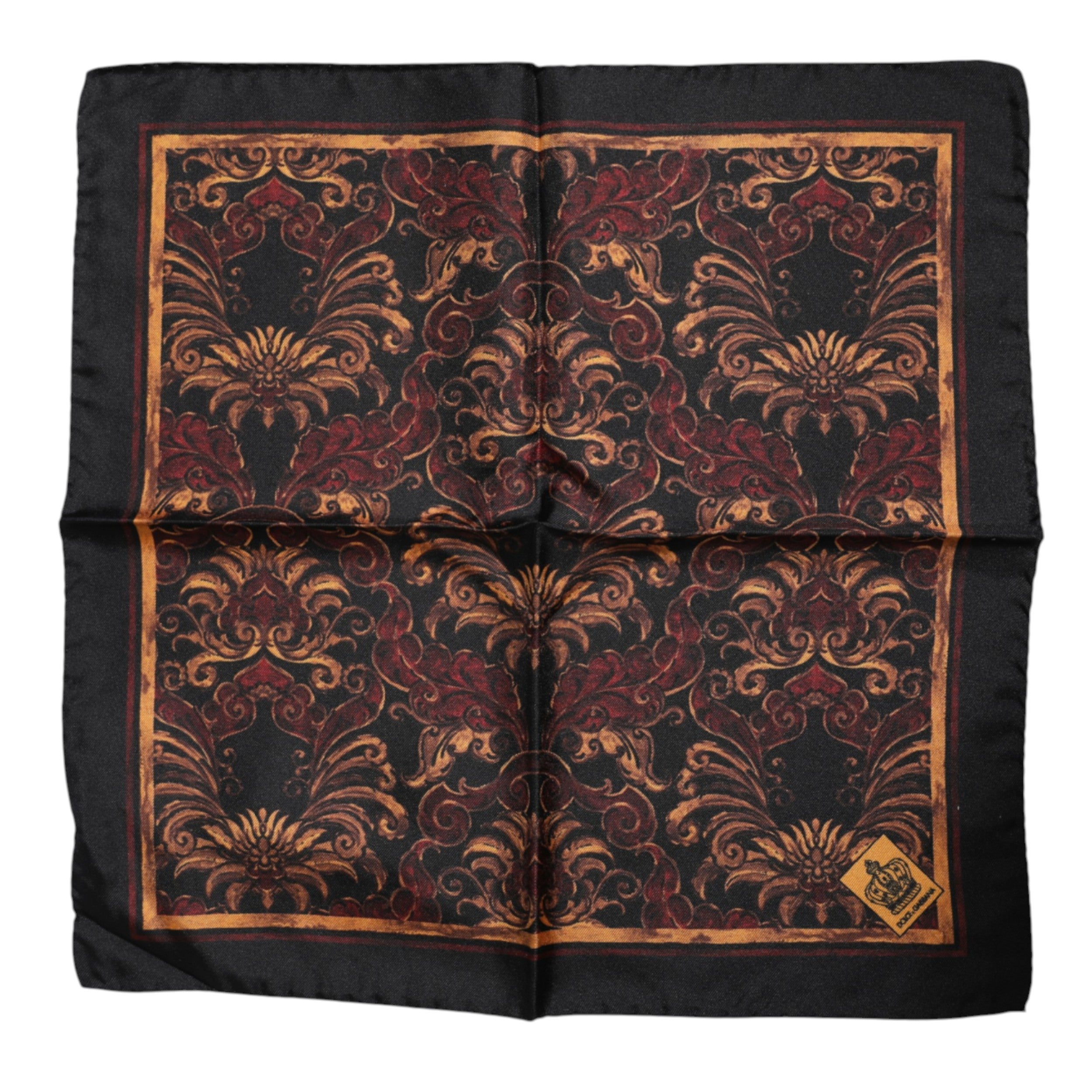 Dolce & Gabbana Svart Blommig Siden Fyrkantig Herr Foulard Halsduk