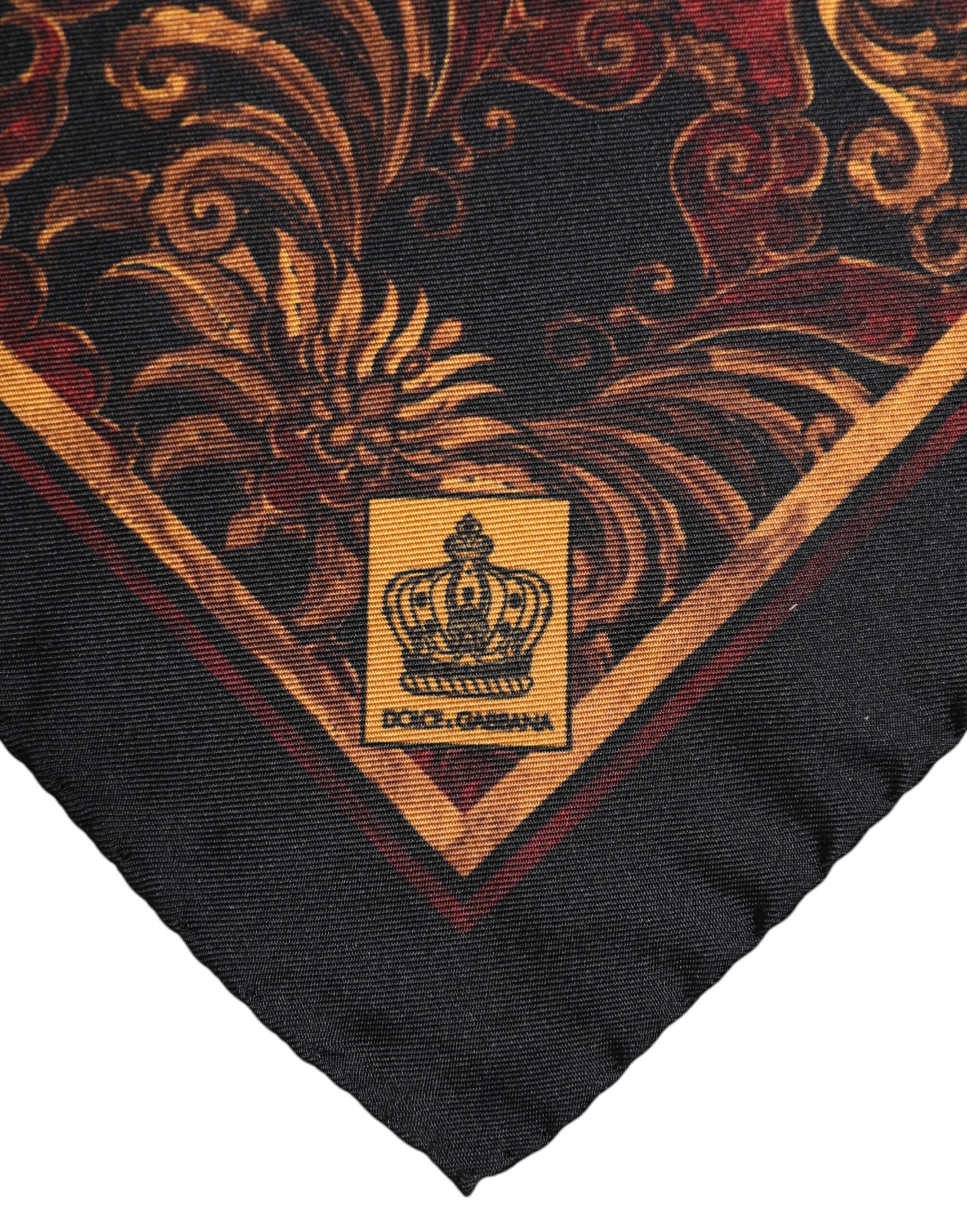 Dolce & Gabbana Svart Blommig Siden Fyrkantig Herr Foulard Halsduk