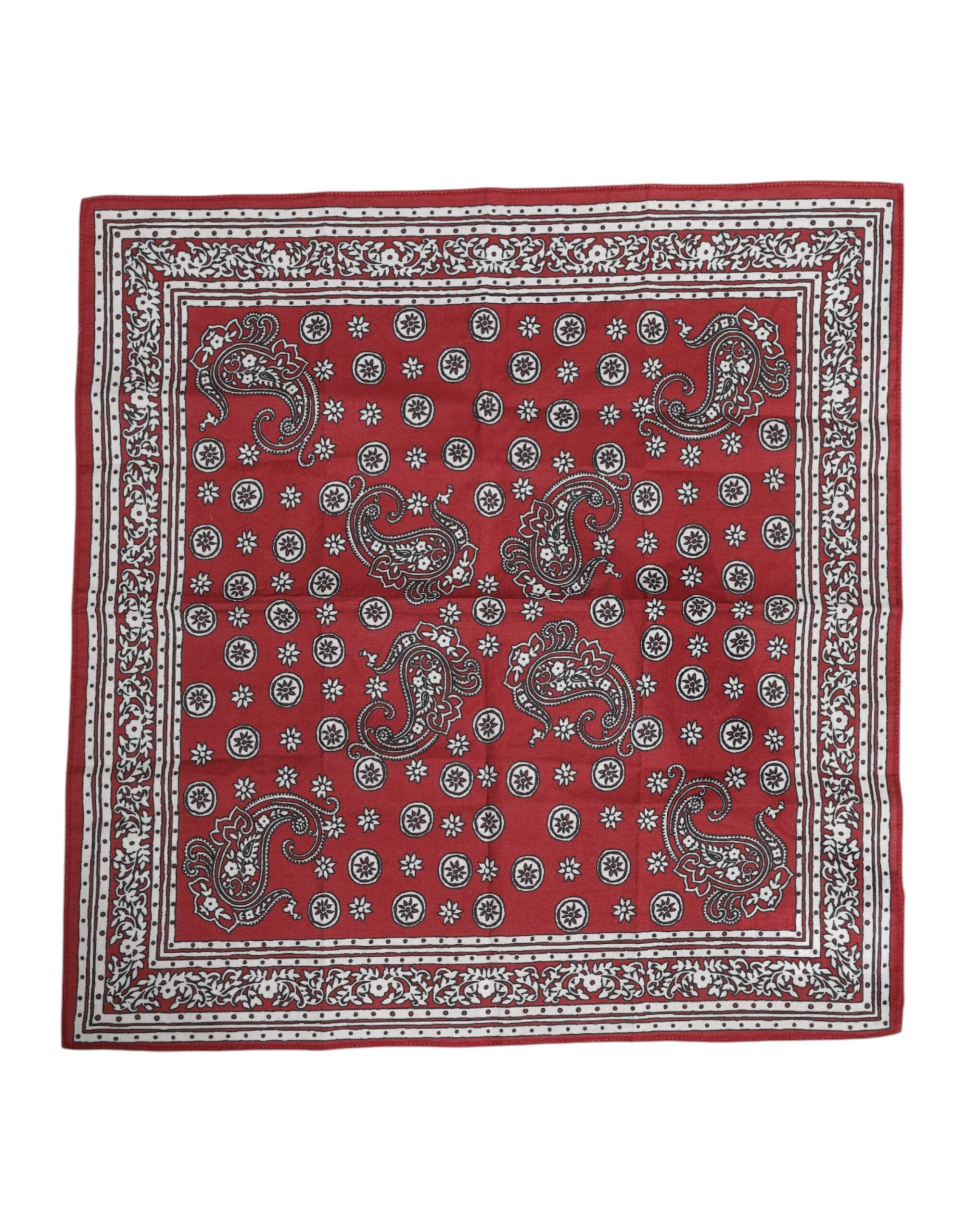 Dolce & Gabbana Röd Blommig Bomullshalsduk med Fyrkantig Foulard