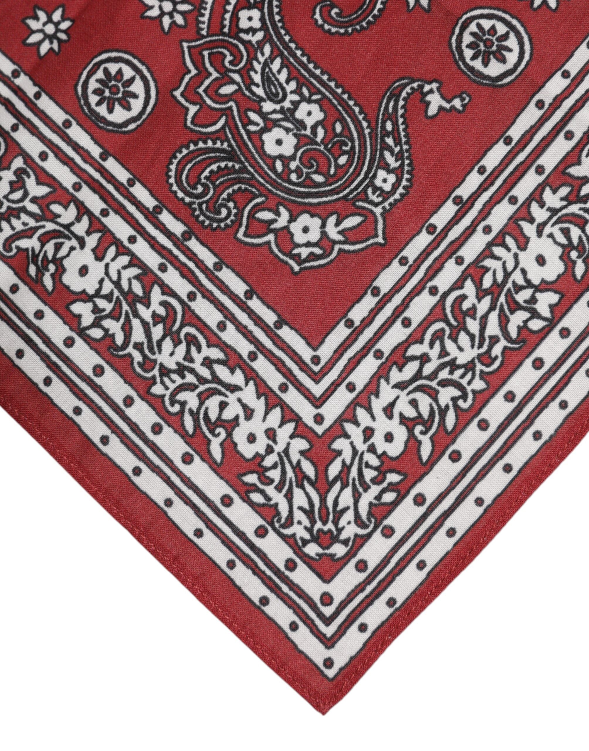 Dolce & Gabbana Röd Blommig Bomullshalsduk med Fyrkantig Foulard