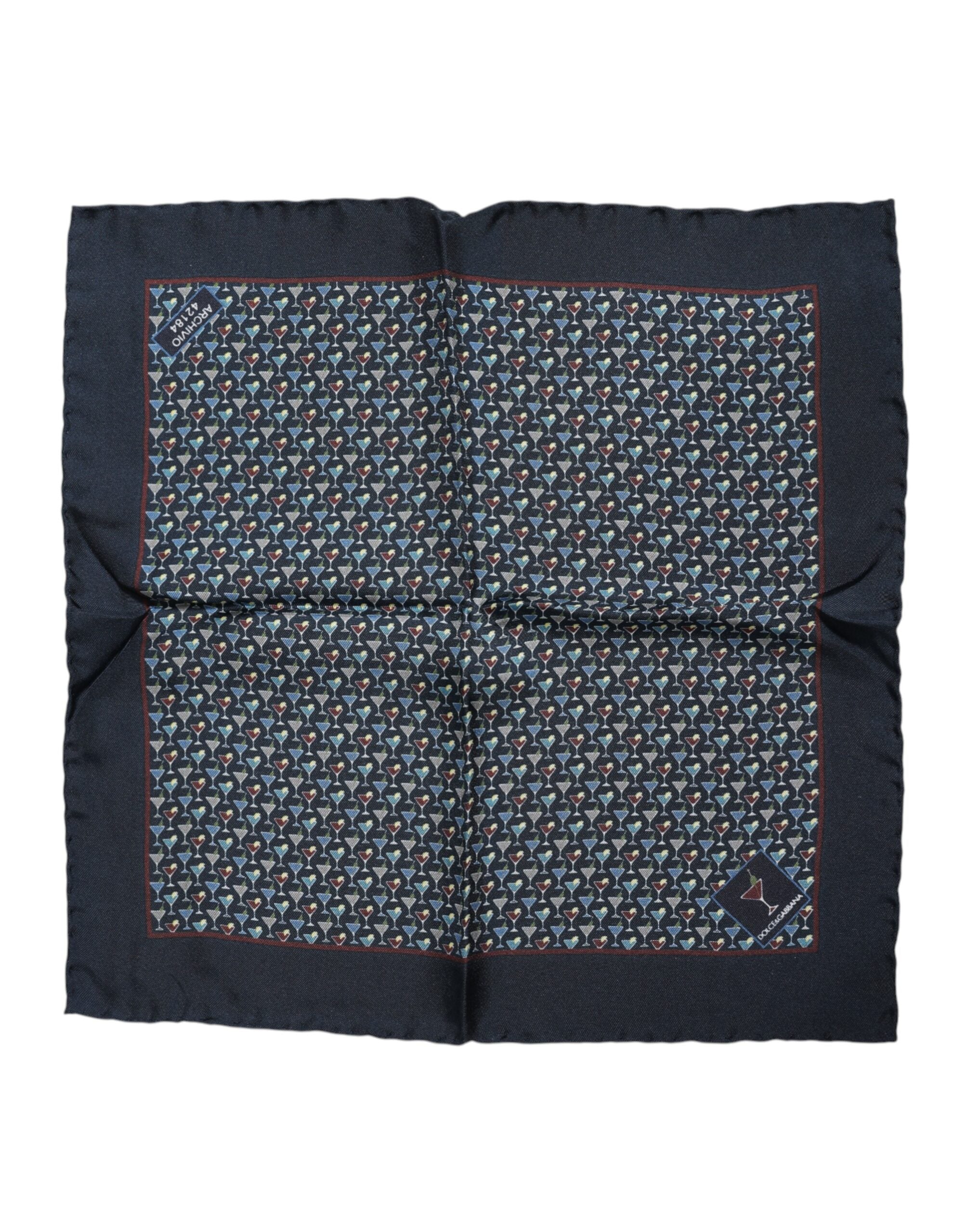 Dolce & Gabbana Blå Cocktail Siden Fyrkantig Foulard Halsduk