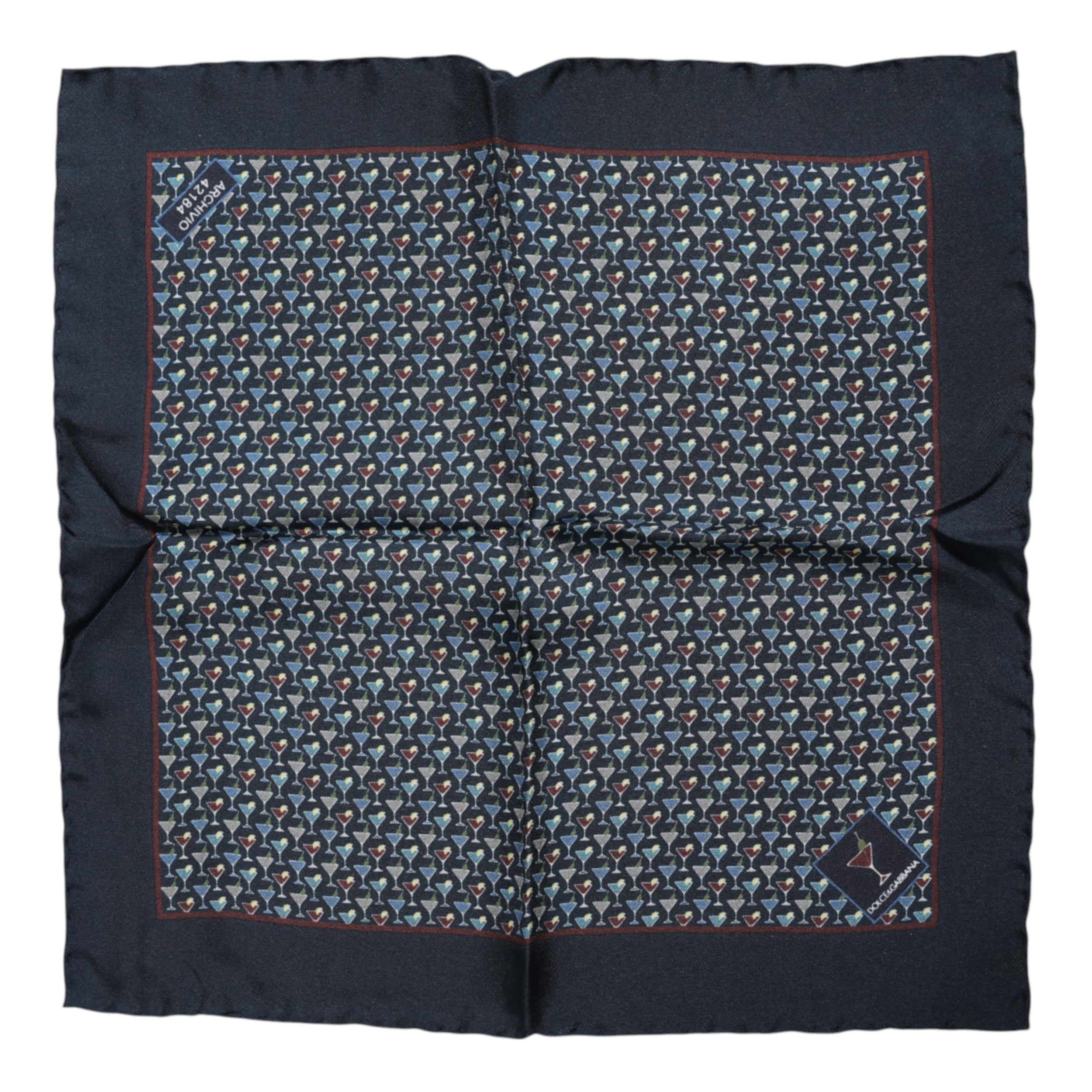 Dolce & Gabbana Blå Cocktail Siden Fyrkantig Foulard Halsduk