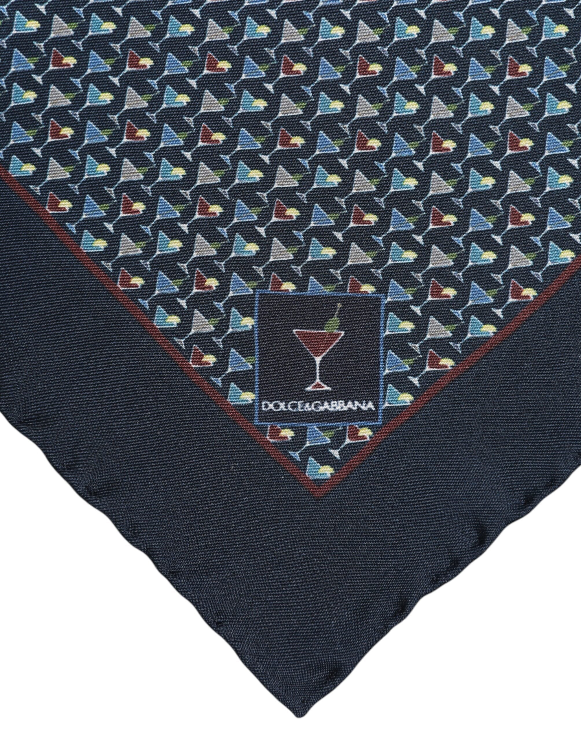 Dolce & Gabbana Blå Cocktail Siden Fyrkantig Foulard Halsduk
