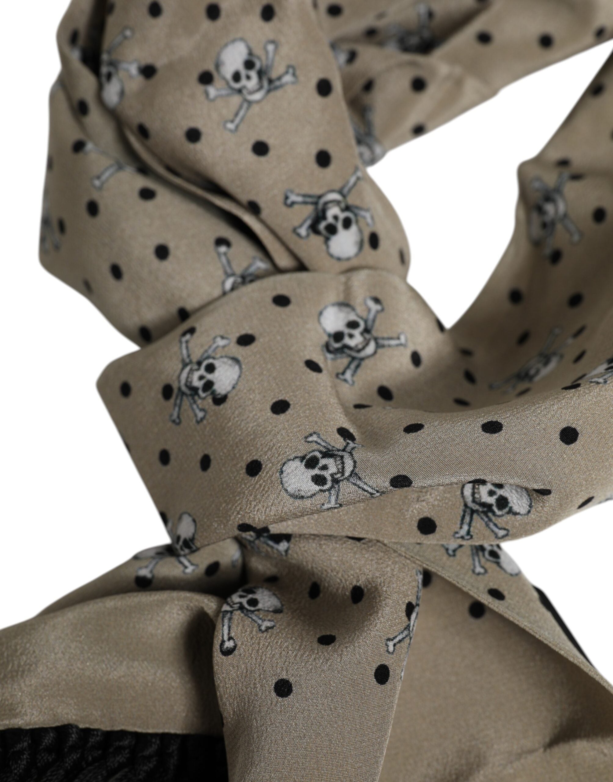Dolce & Gabbana Grå Dödskallar Sidenfransar Herr Foulard Halsduk