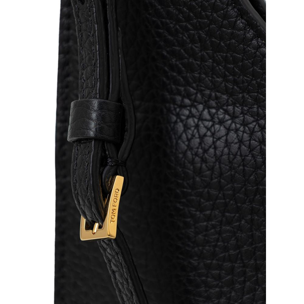 Tom Ford svart läderaxelväska