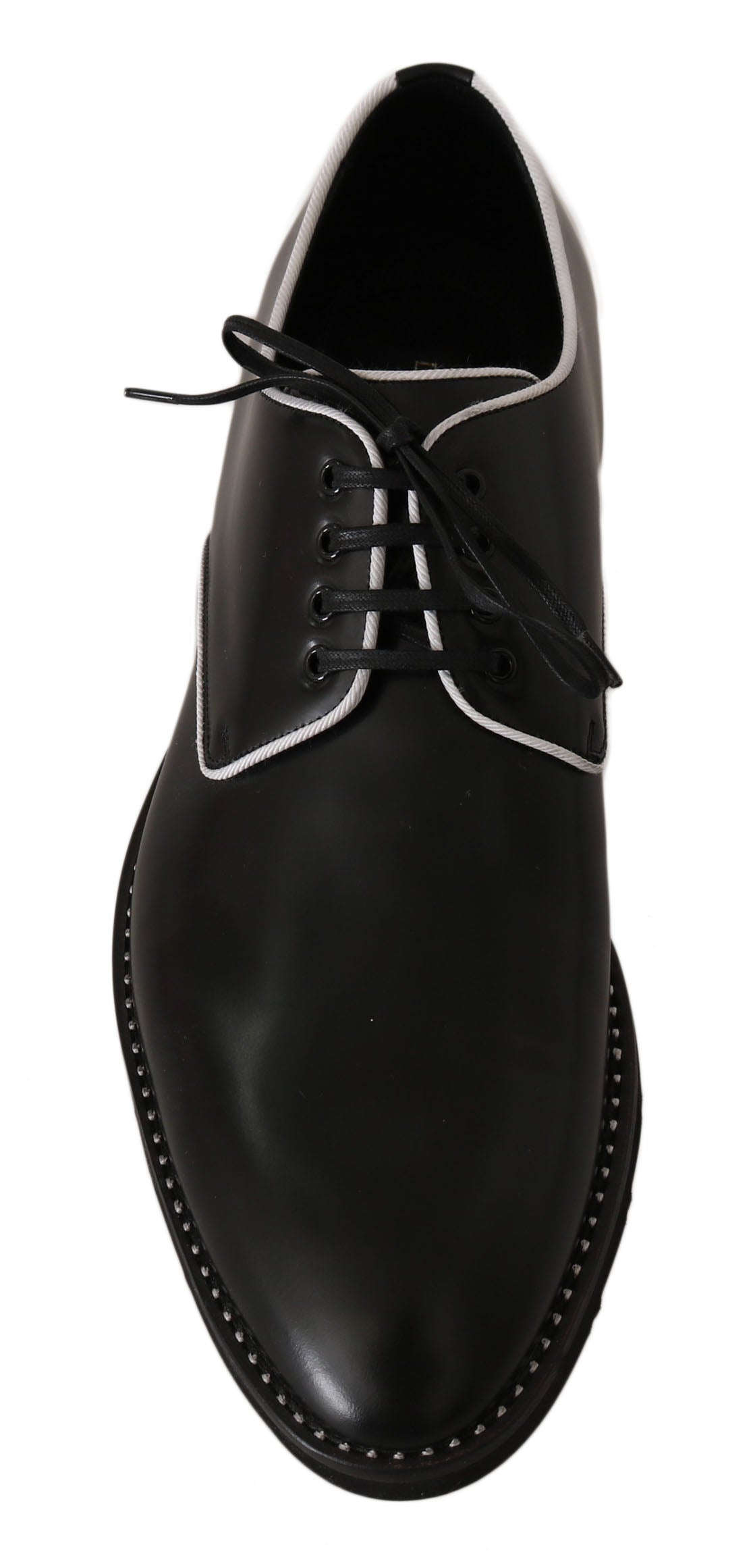Dolce & Gabbana Svarta Läder White Line Dress Derby Skor
