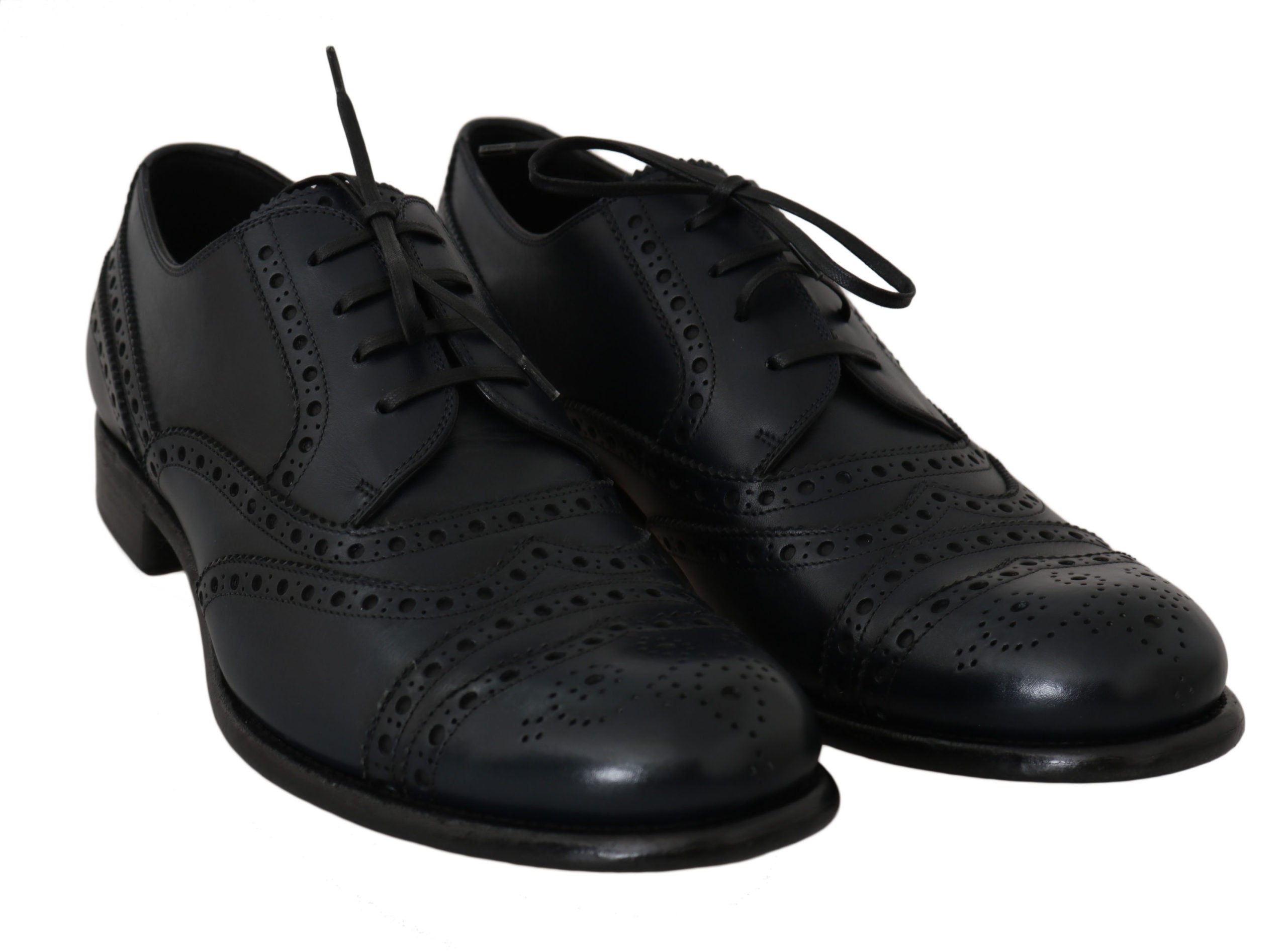 Dolce & Gabbana Mörkblå Läder Wingtip Oxford Finskor