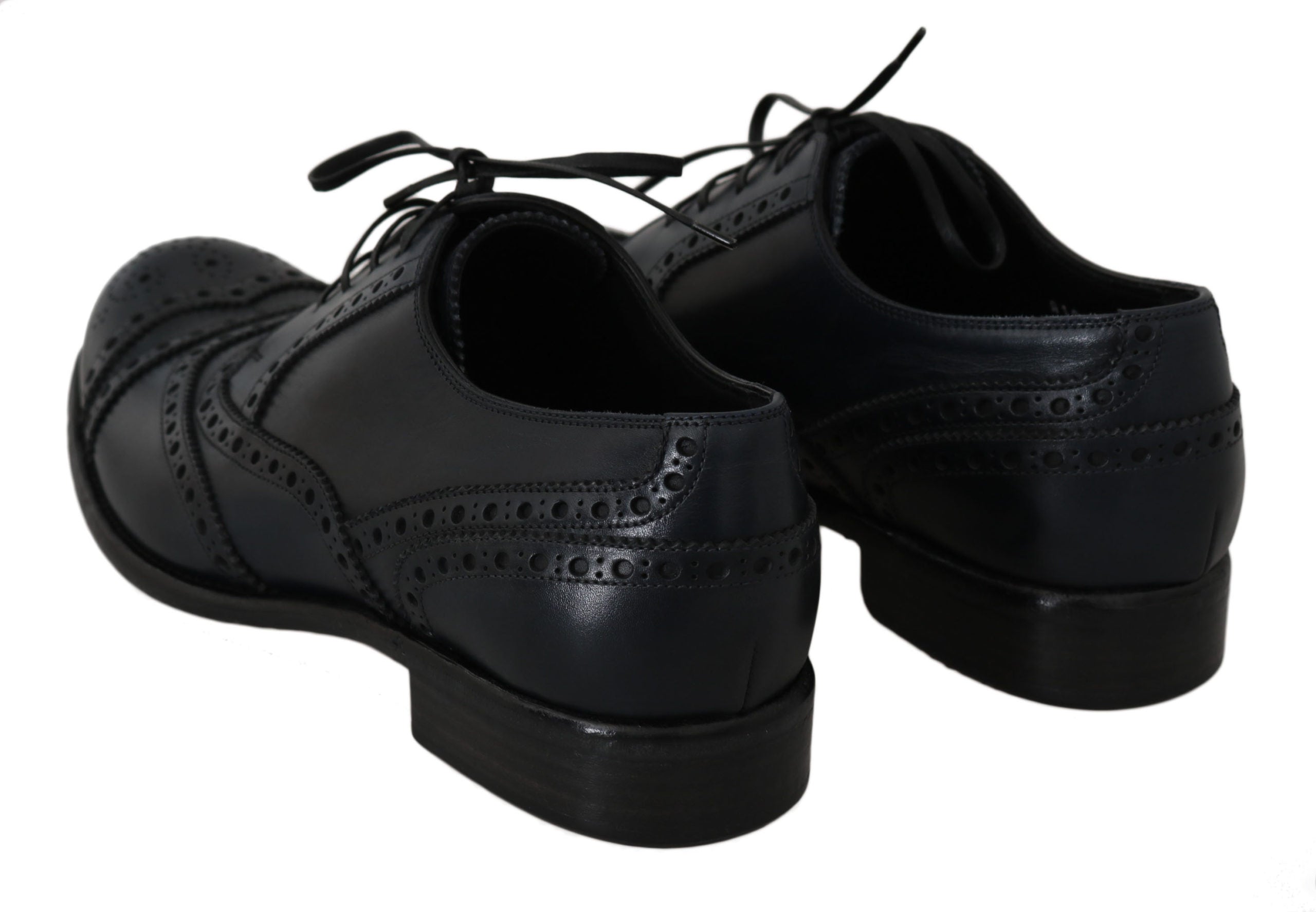Dolce & Gabbana Mörkblå Läder Wingtip Oxford Finskor