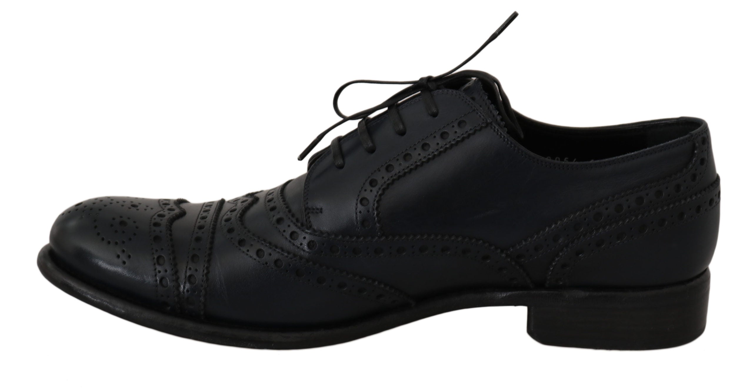 Dolce & Gabbana Mörkblå Läder Wingtip Oxford Finskor
