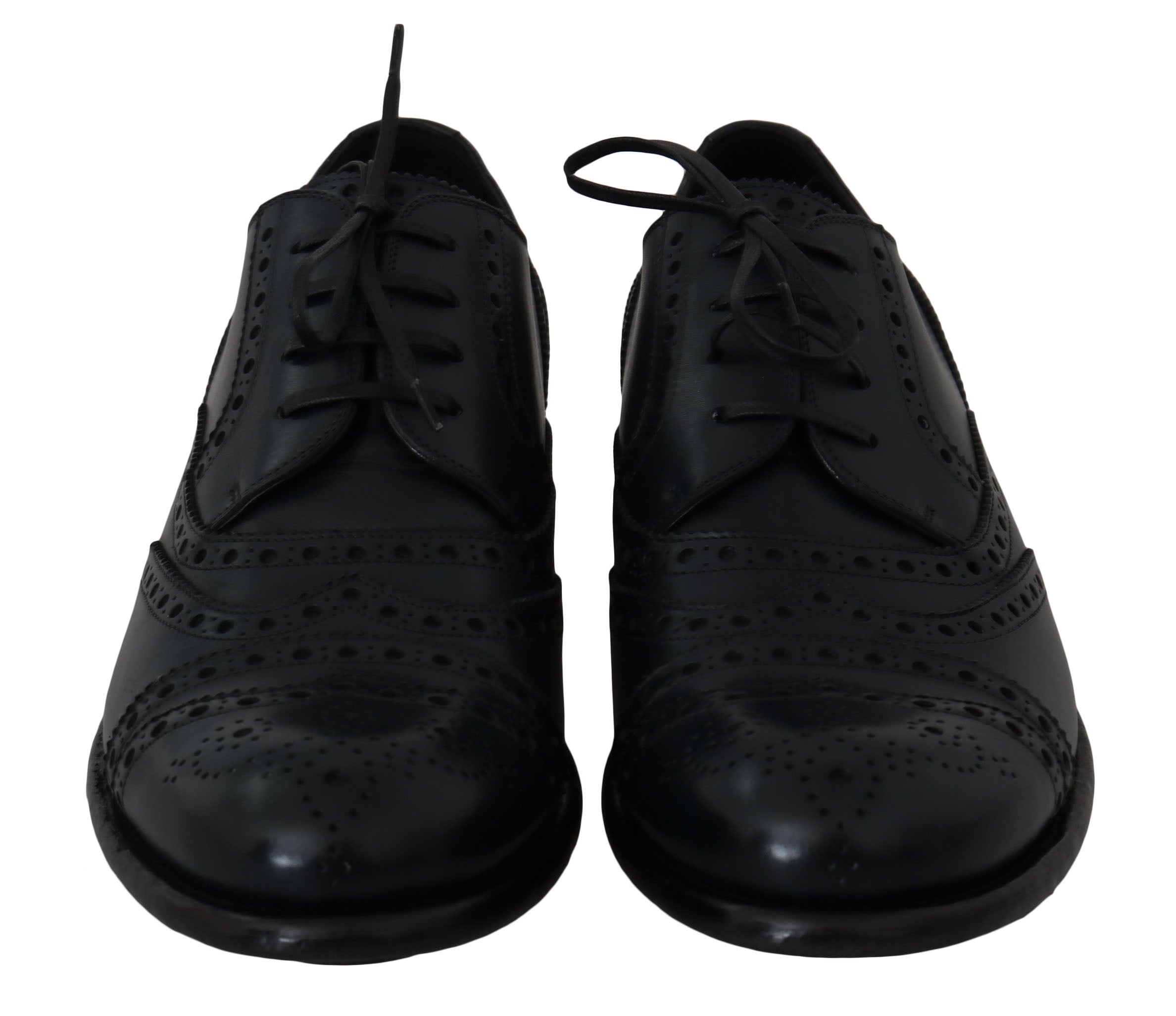 Dolce & Gabbana Mörkblå Läder Wingtip Oxford Finskor