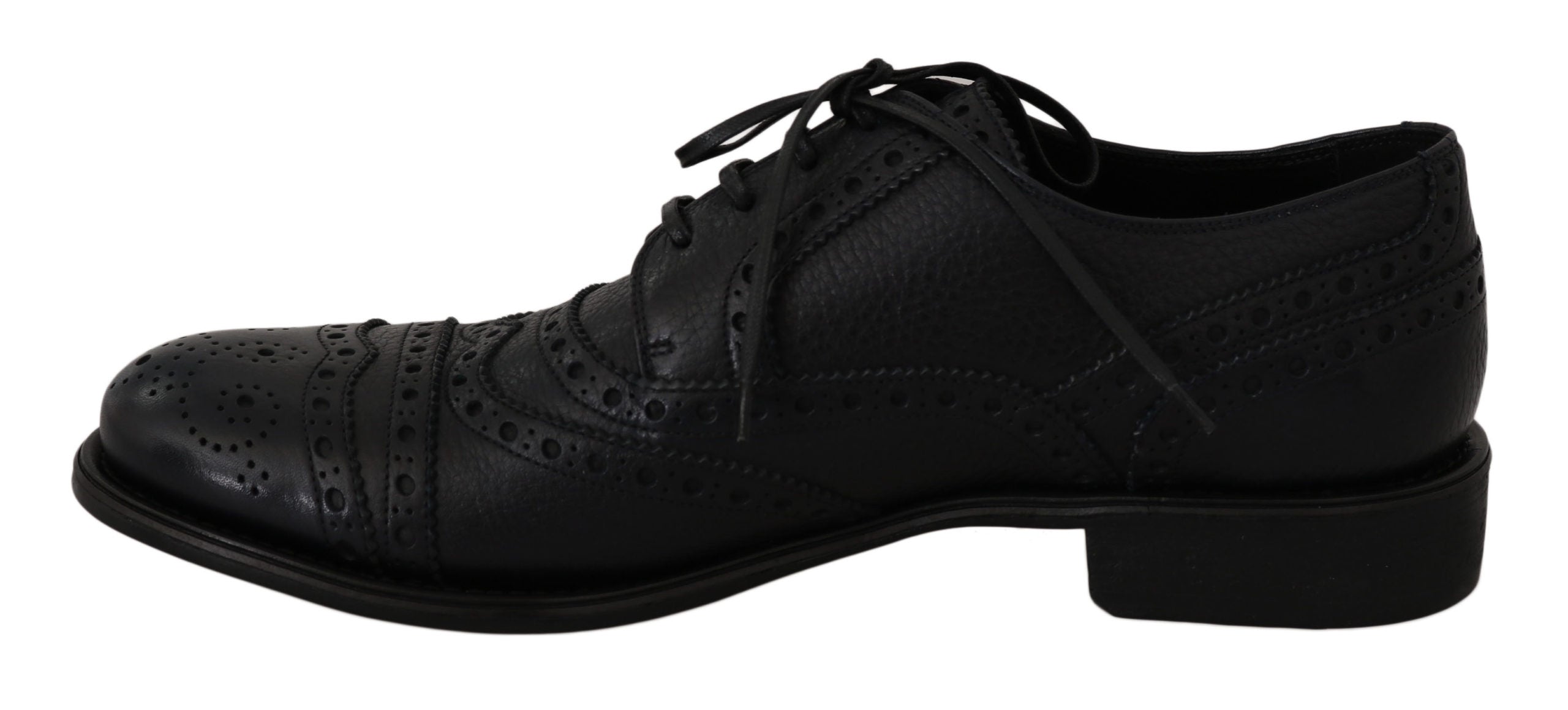 Dolce & Gabbana Blå Läder Wingtip Oxford Finskor