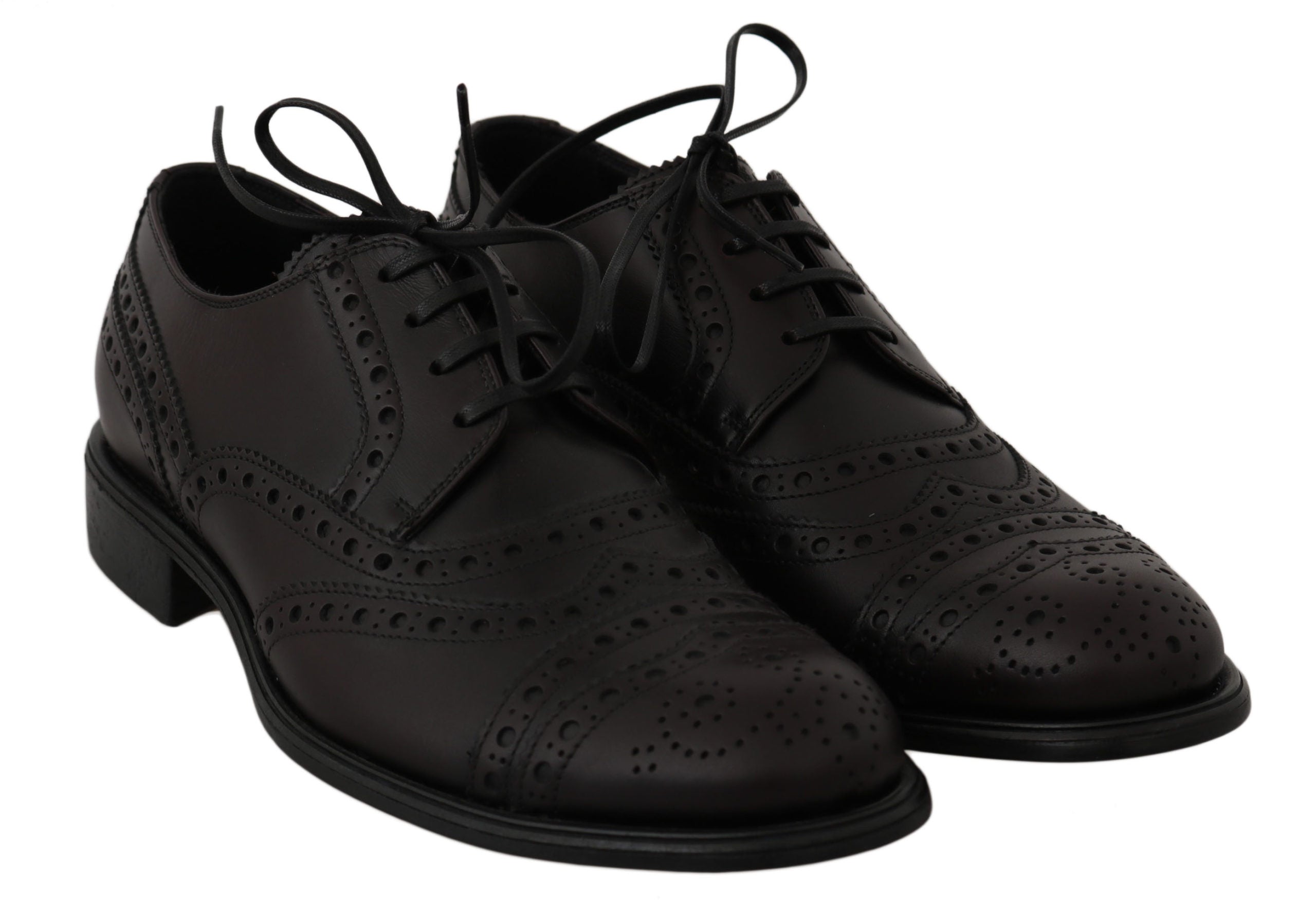 Dolce & Gabbana Svarta Läder Wingtip Oxford Finskor