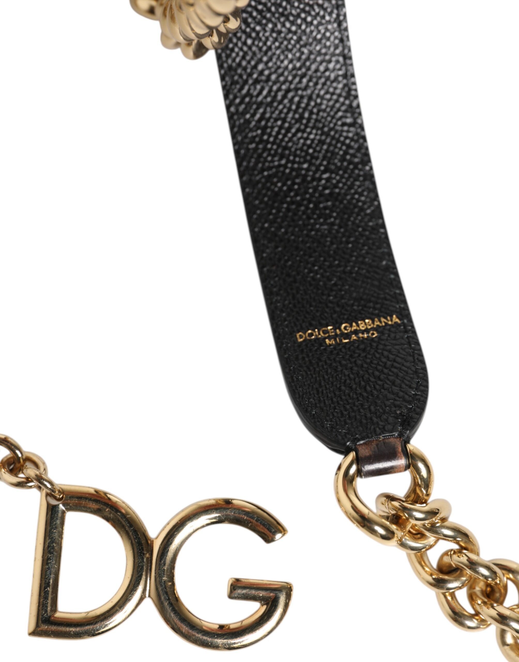 Dolce & Gabbana Brun Leopard Guld Mässingskedja Accessoar Axelrem