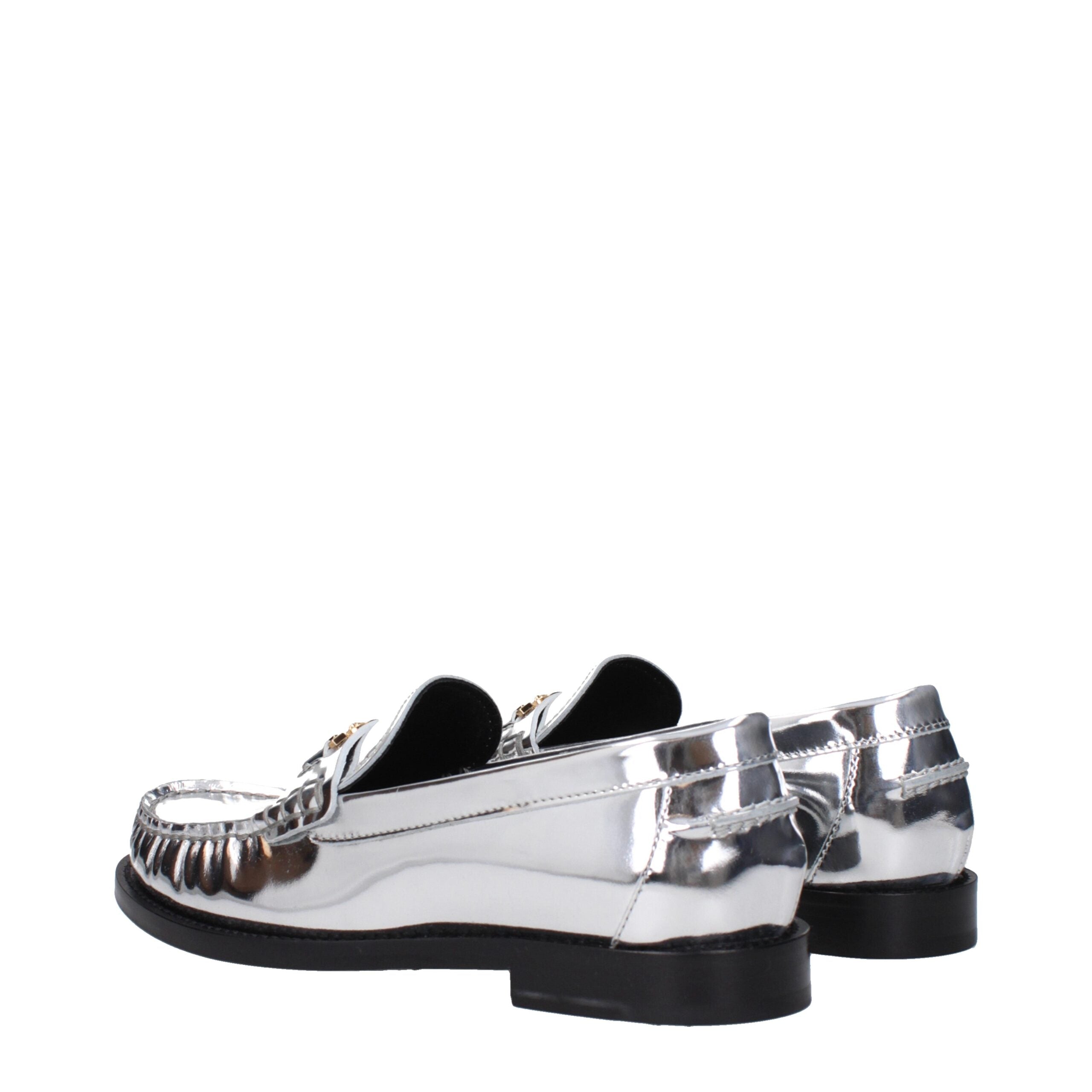 Versace Grå Läder Slip-On Loafers