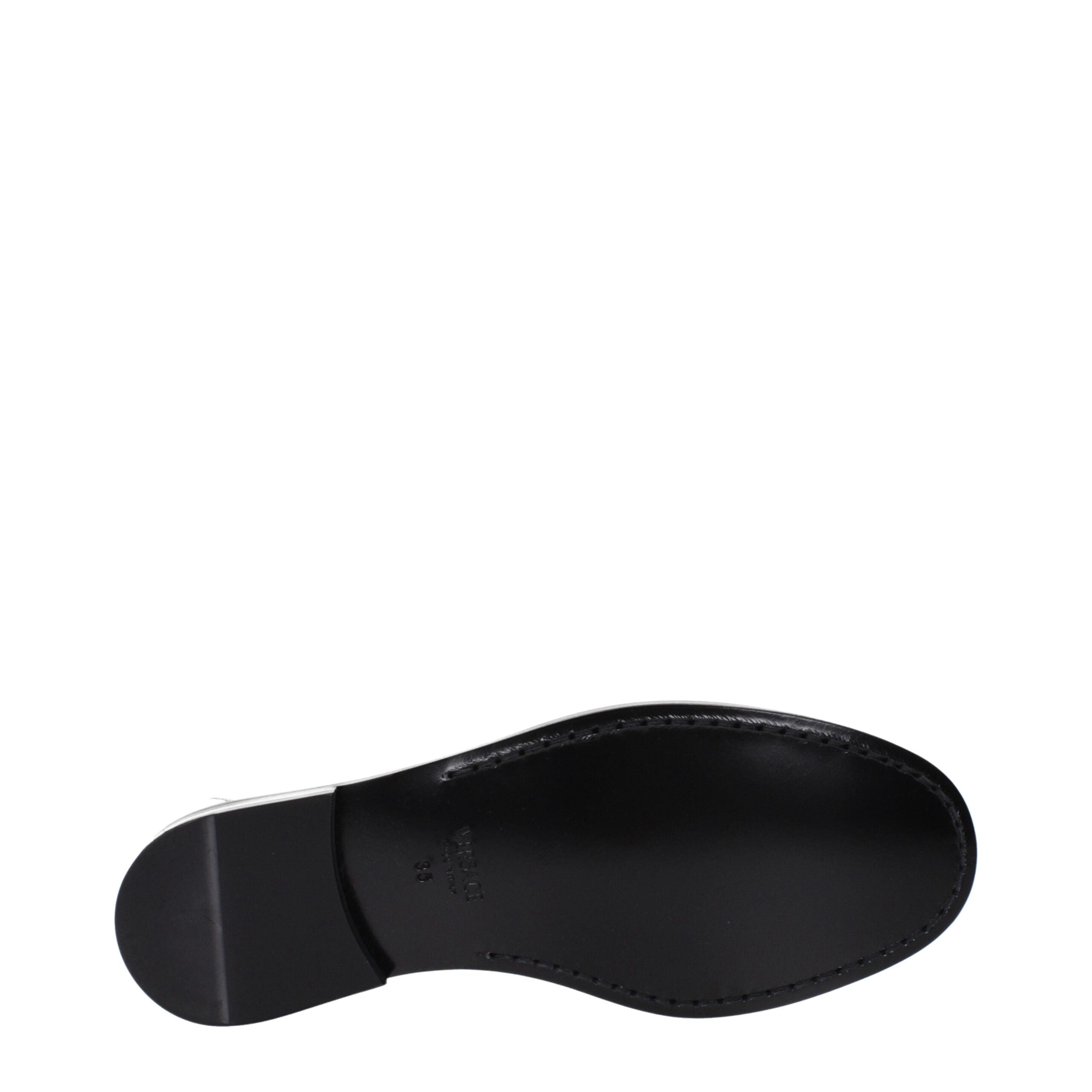 Versace Grå Läder Slip-On Loafers