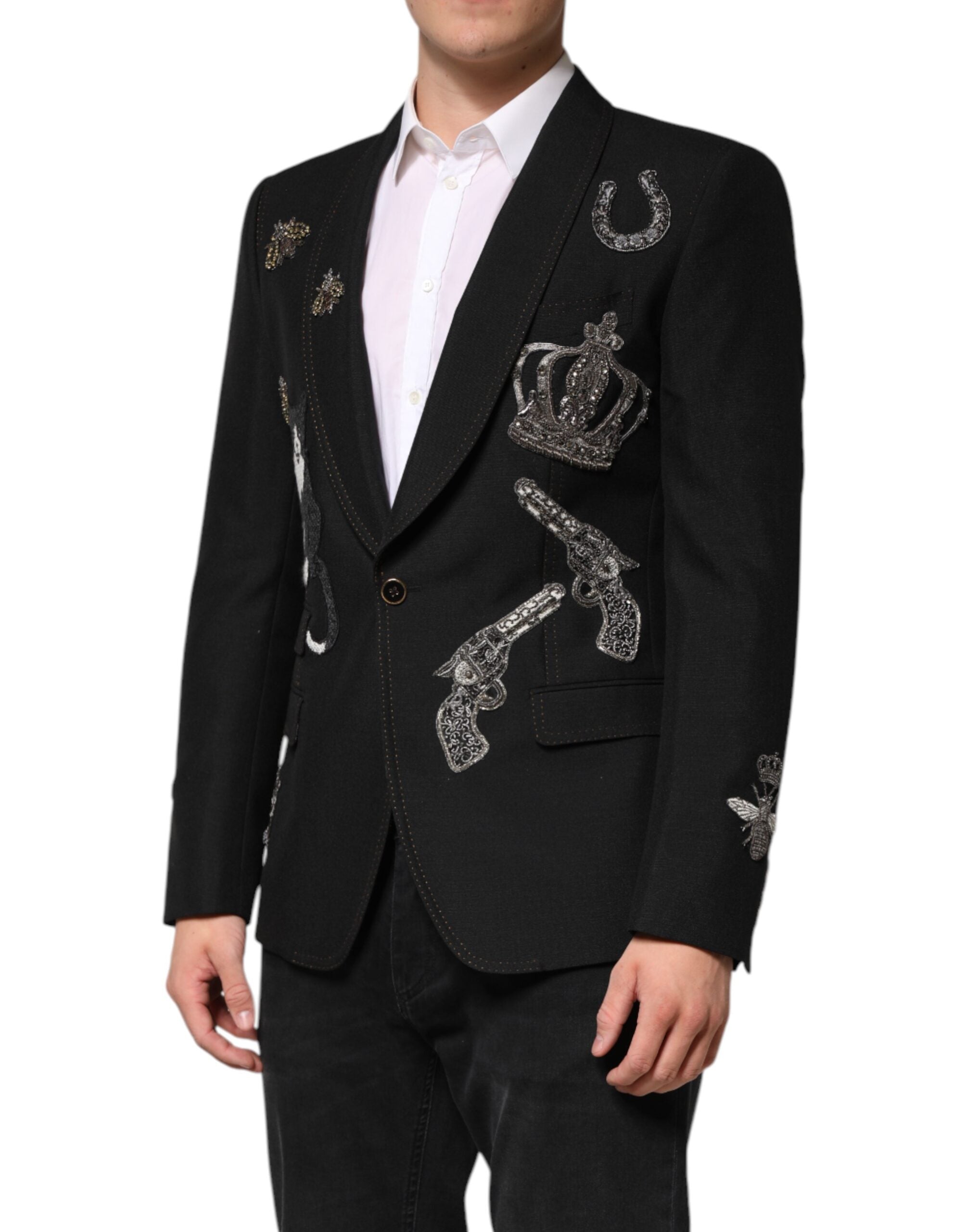 Dolce & Gabbana svart kavaj med bikrona och utsmyckad kavaj