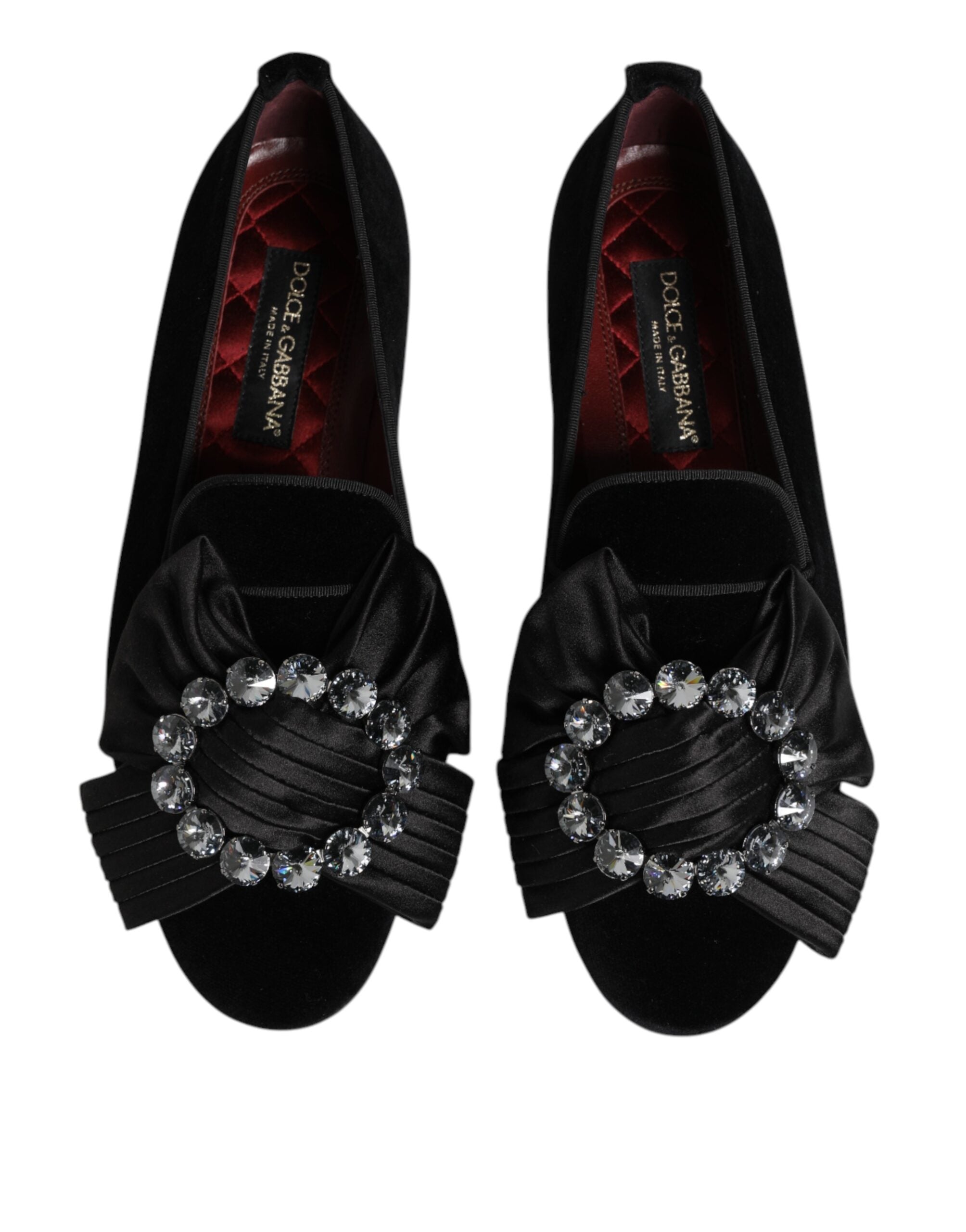 Dolce & Gabbana Svarta VATICANO Slip-On Skor Med Kristallband