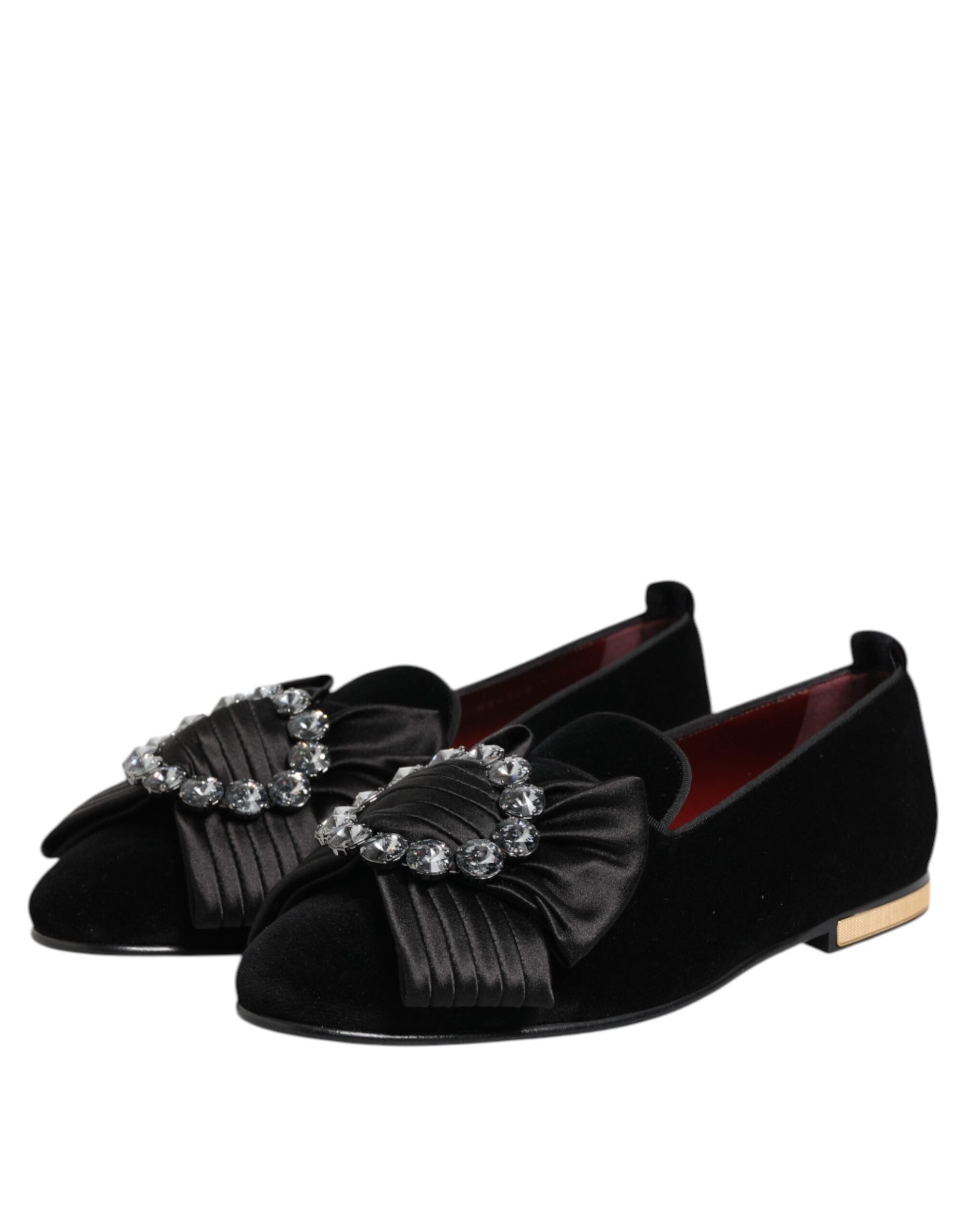 Dolce & Gabbana Svarta VATICANO Slip-On Skor Med Kristallband