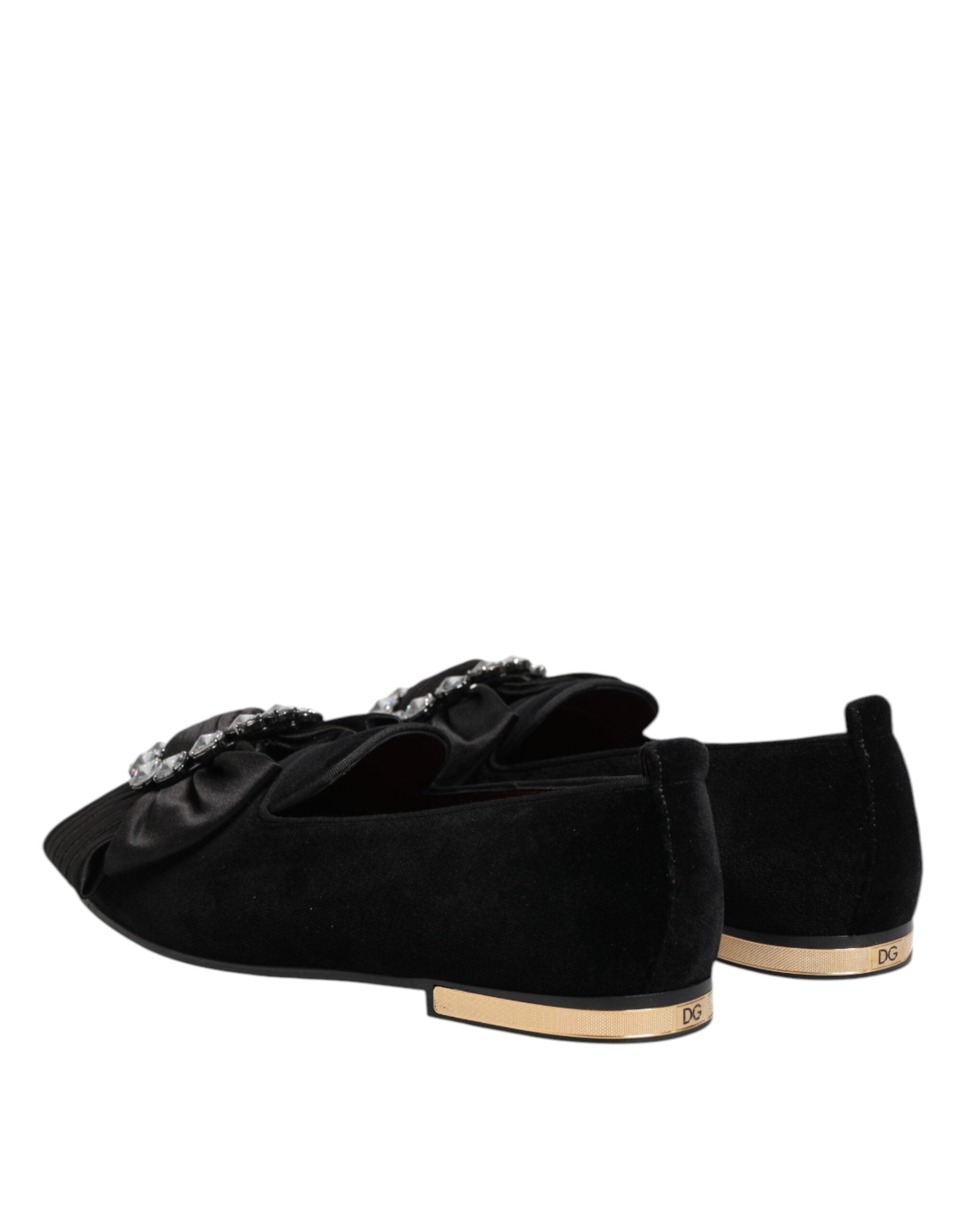 Dolce & Gabbana Svarta VATICANO Slip-On Skor Med Kristallband