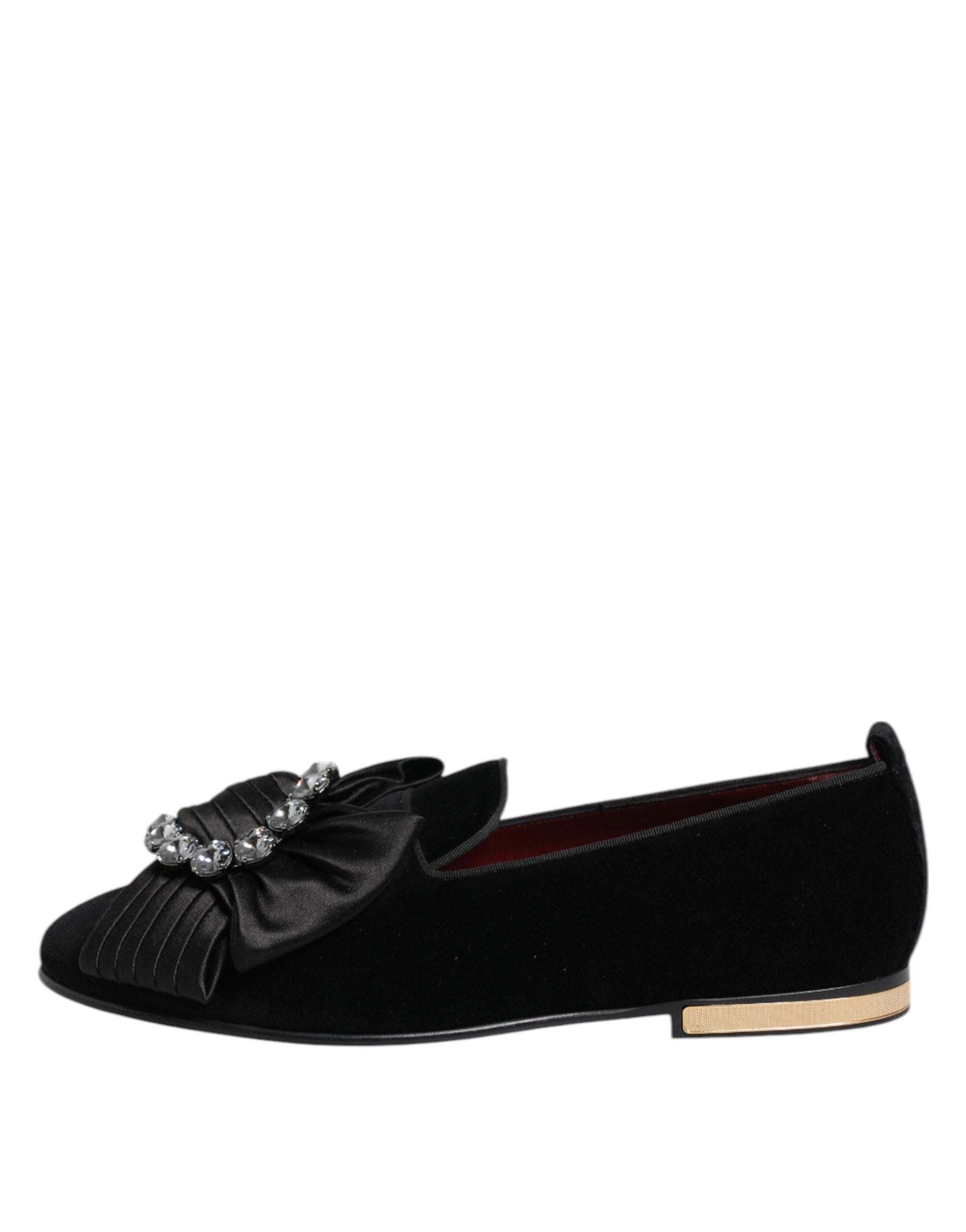 Dolce & Gabbana Svarta VATICANO Slip-On Skor Med Kristallband