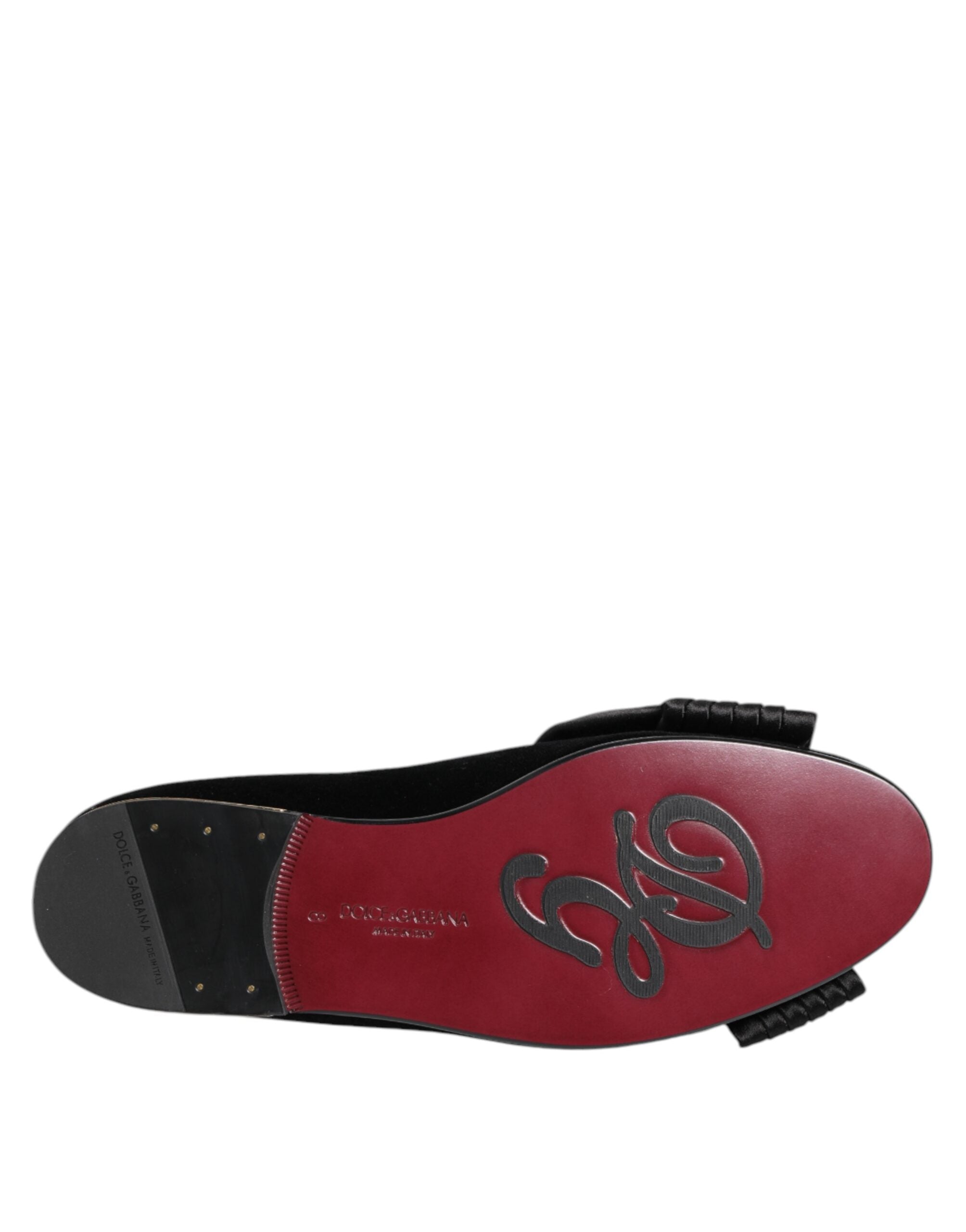 Dolce & Gabbana Svarta VATICANO Slip-On Skor Med Kristallband