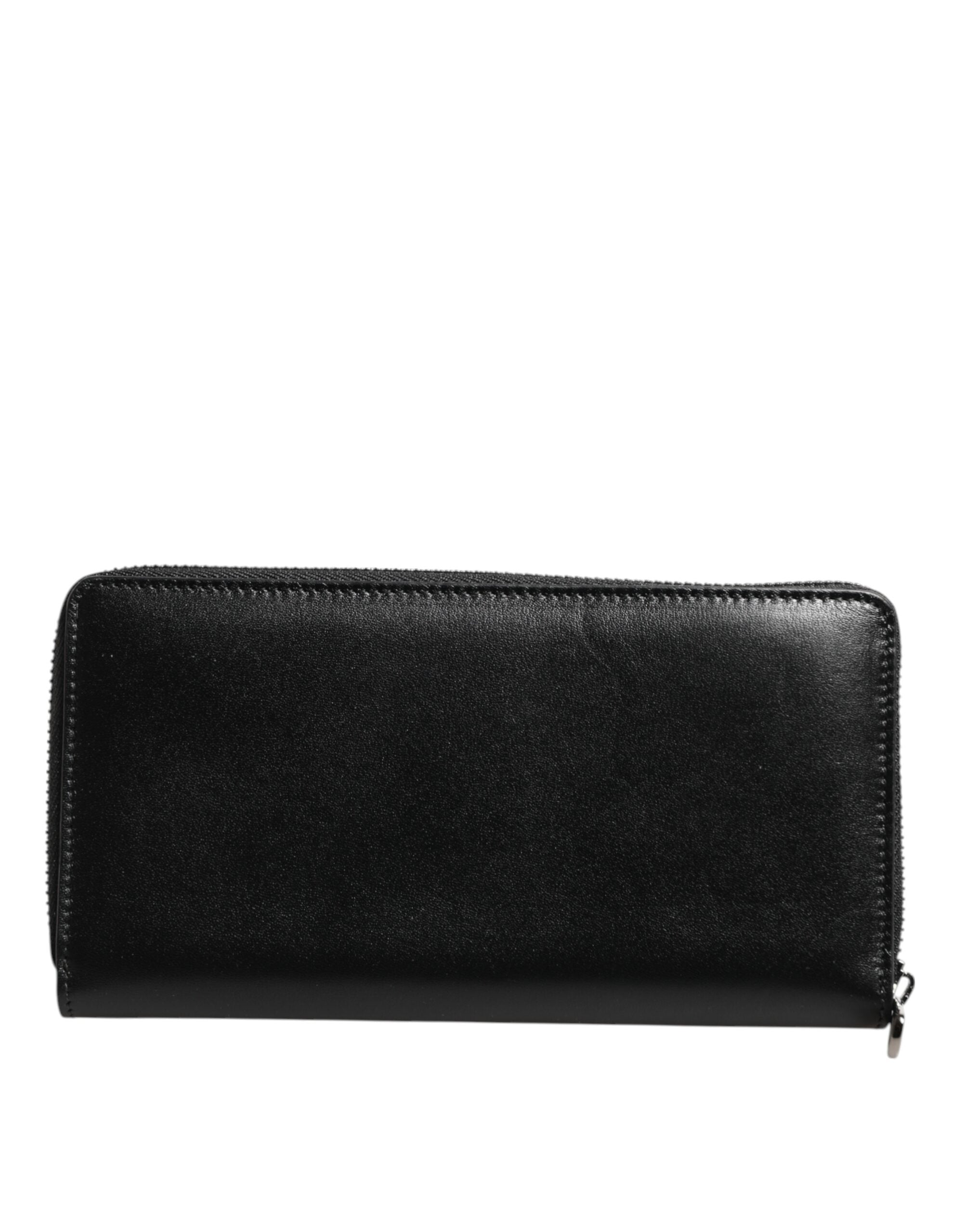 Dolce & Gabbana svart läderplånbok med logotyp och dragkedja runtom