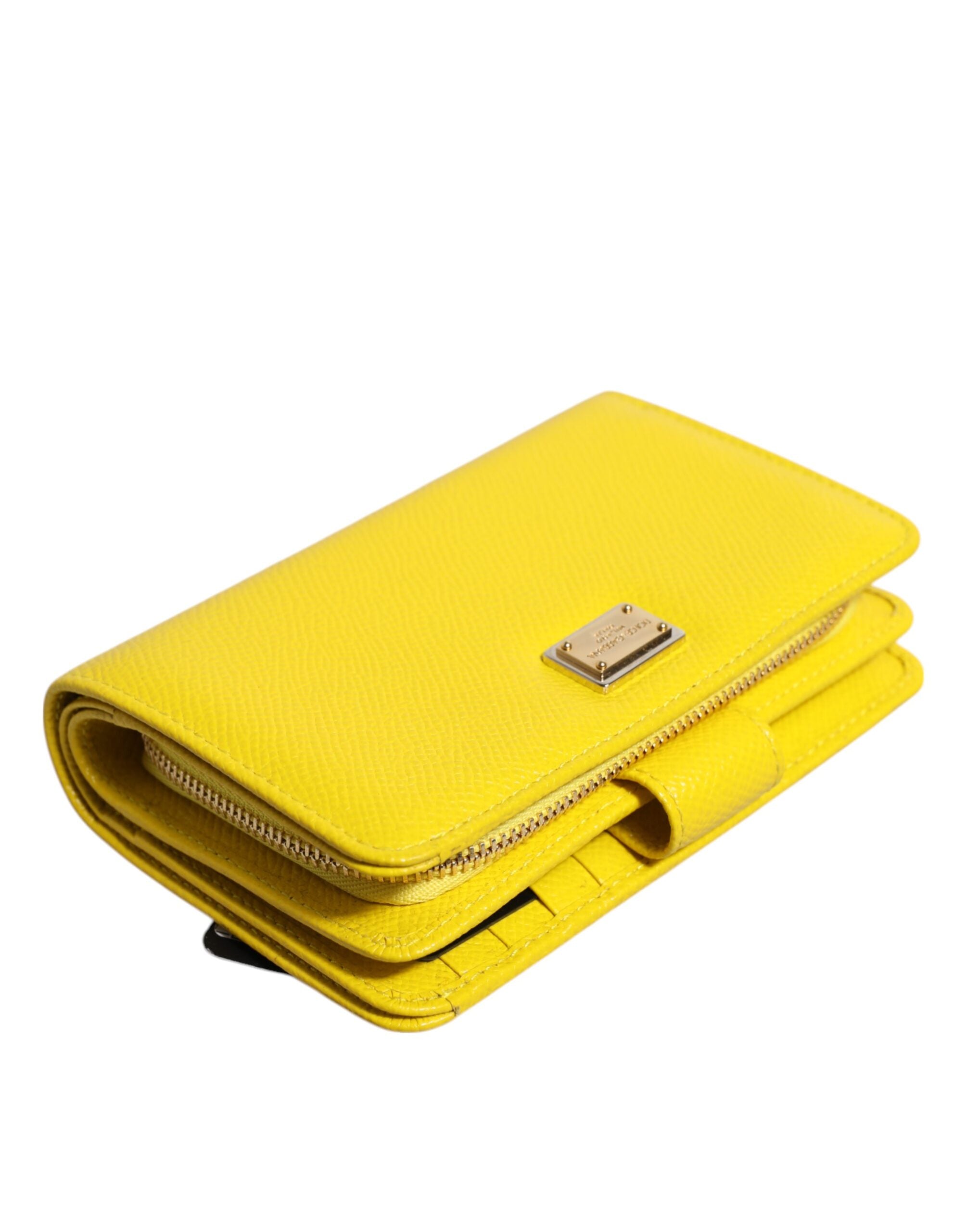 Dolce & Gabbana Gul Läder Bifold Continental Clutch Plånbok