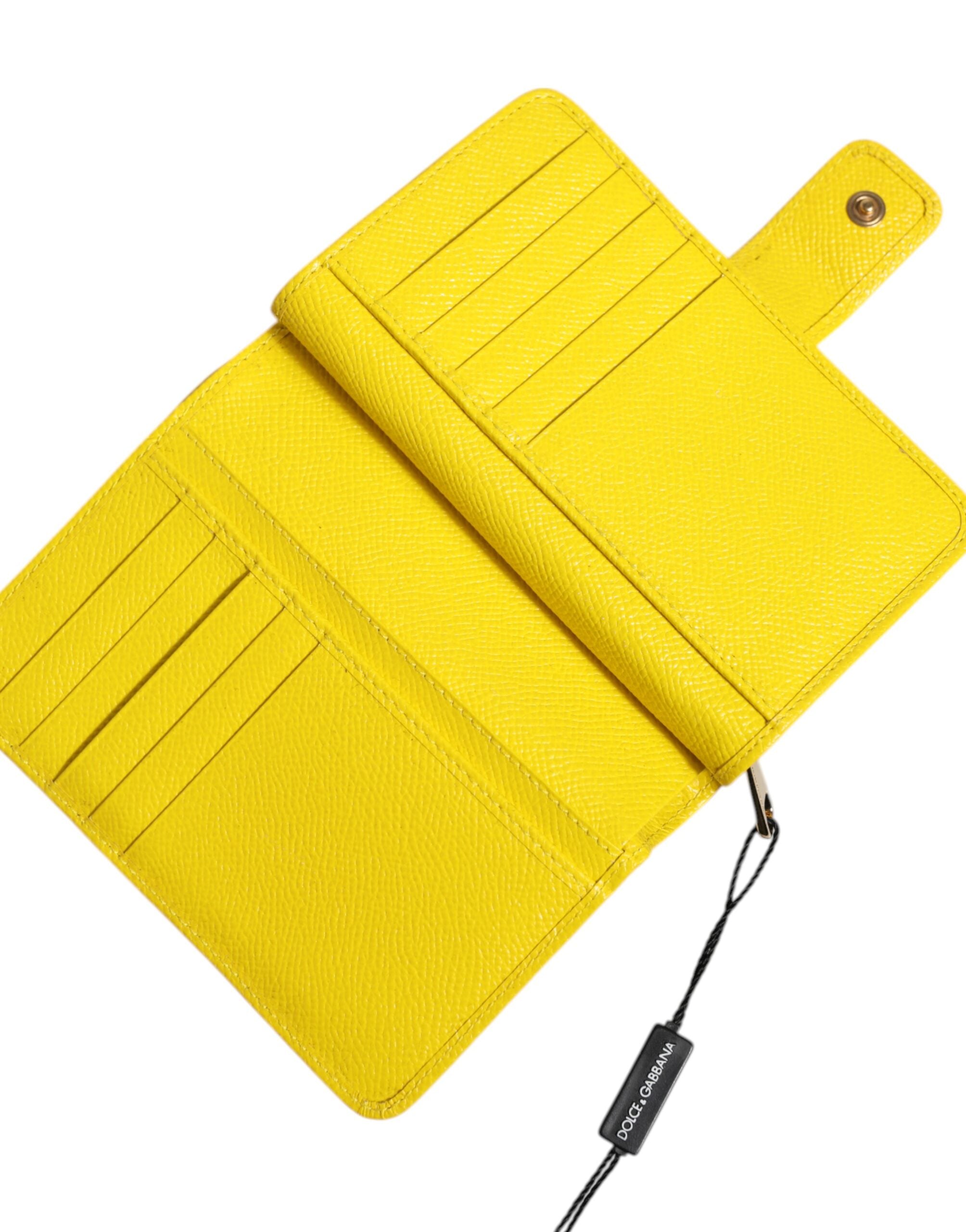 Dolce & Gabbana Gul Läder Bifold Continental Clutch Plånbok