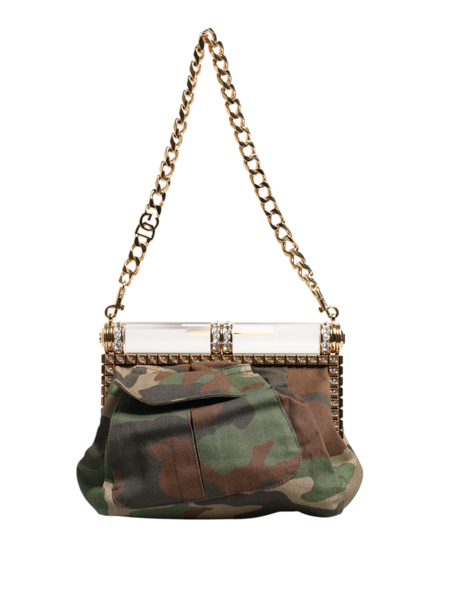 Dolce & Gabbana Multicolor Sicily Medium Kamouflage Axelremsväska