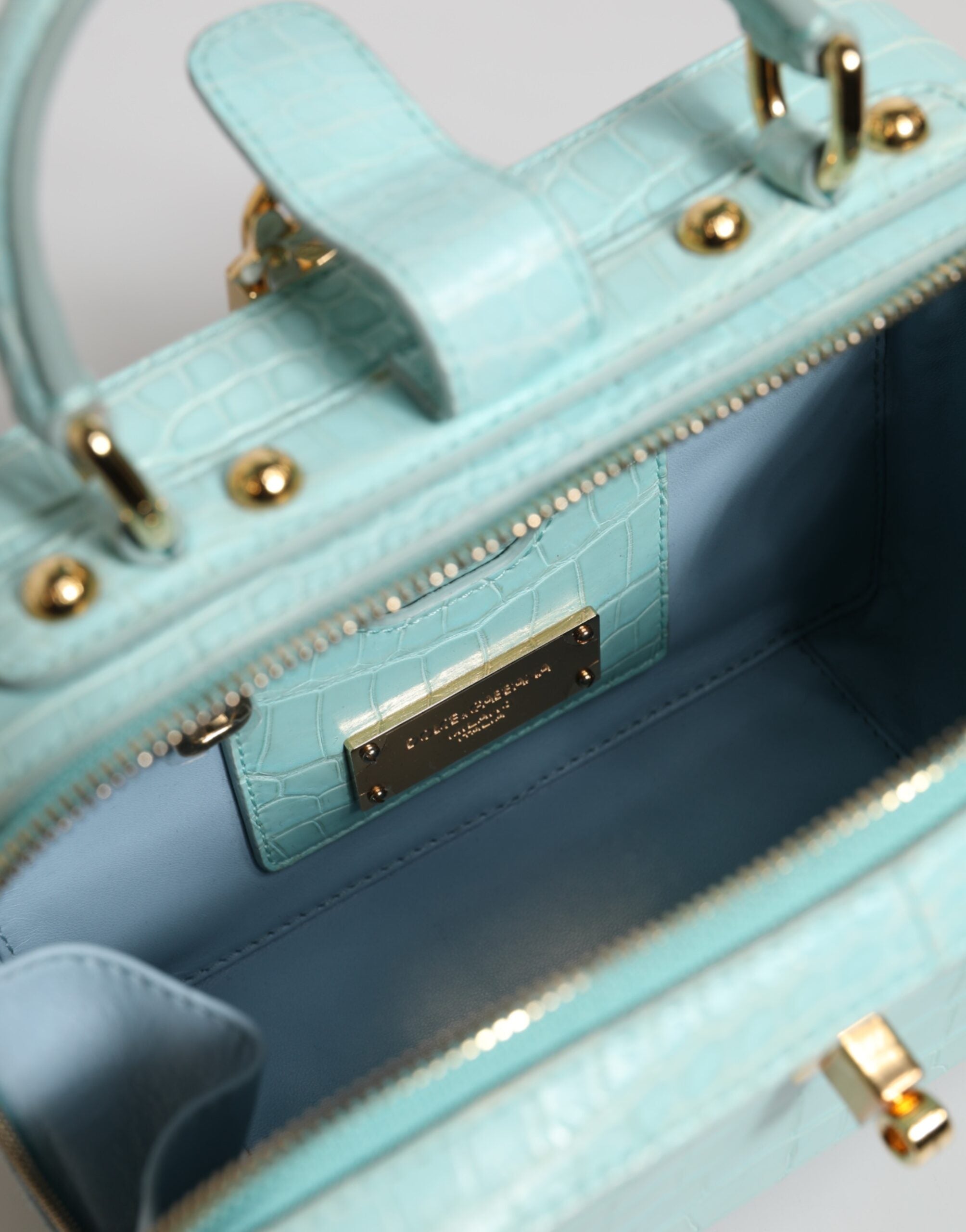 Dolce & Gabbana Mintgrön Präglad Läderväska med Hänglås