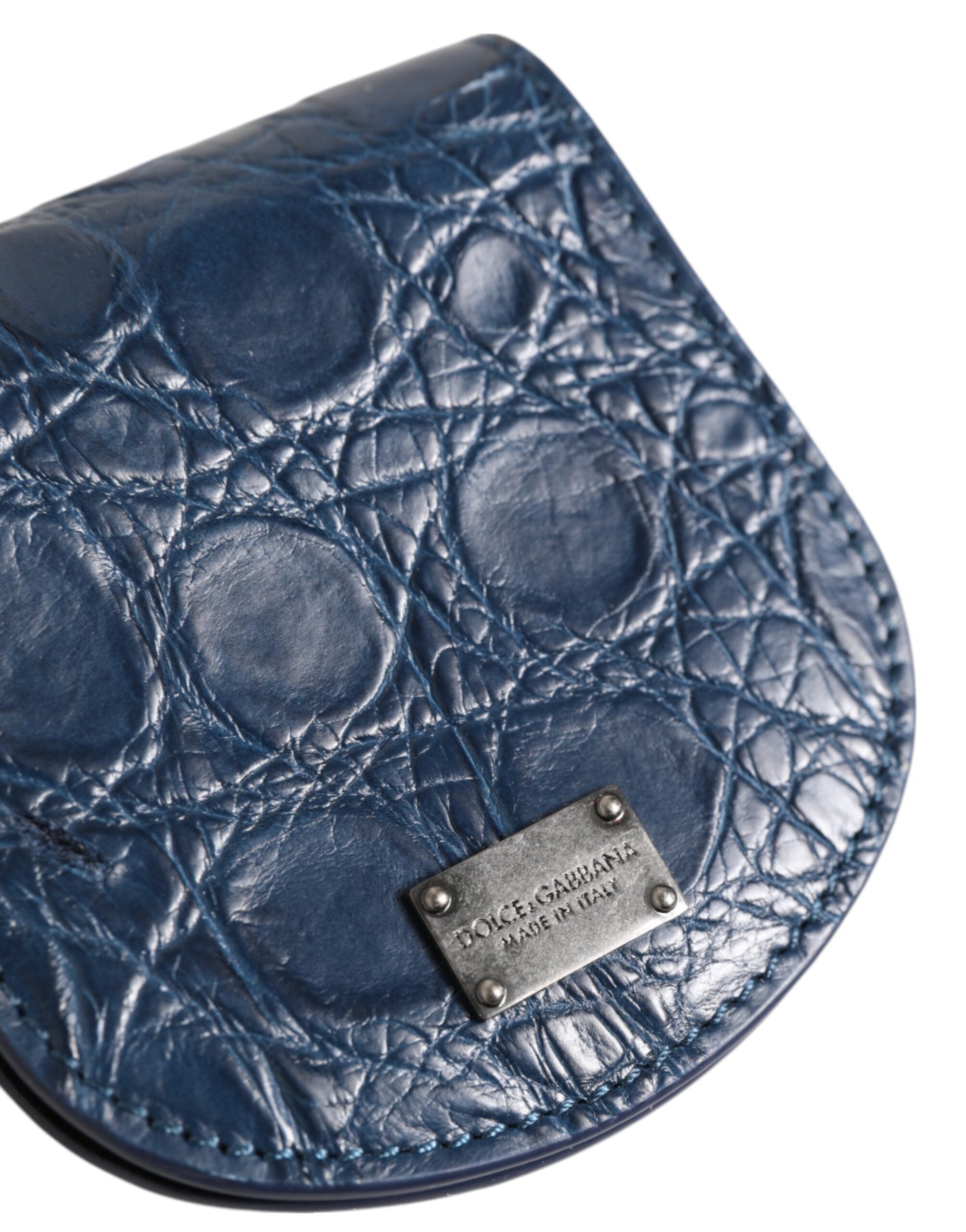 Dolce & Gabbana Blå Exotisk Hud Mynt Kondomfodral Fickplånbok