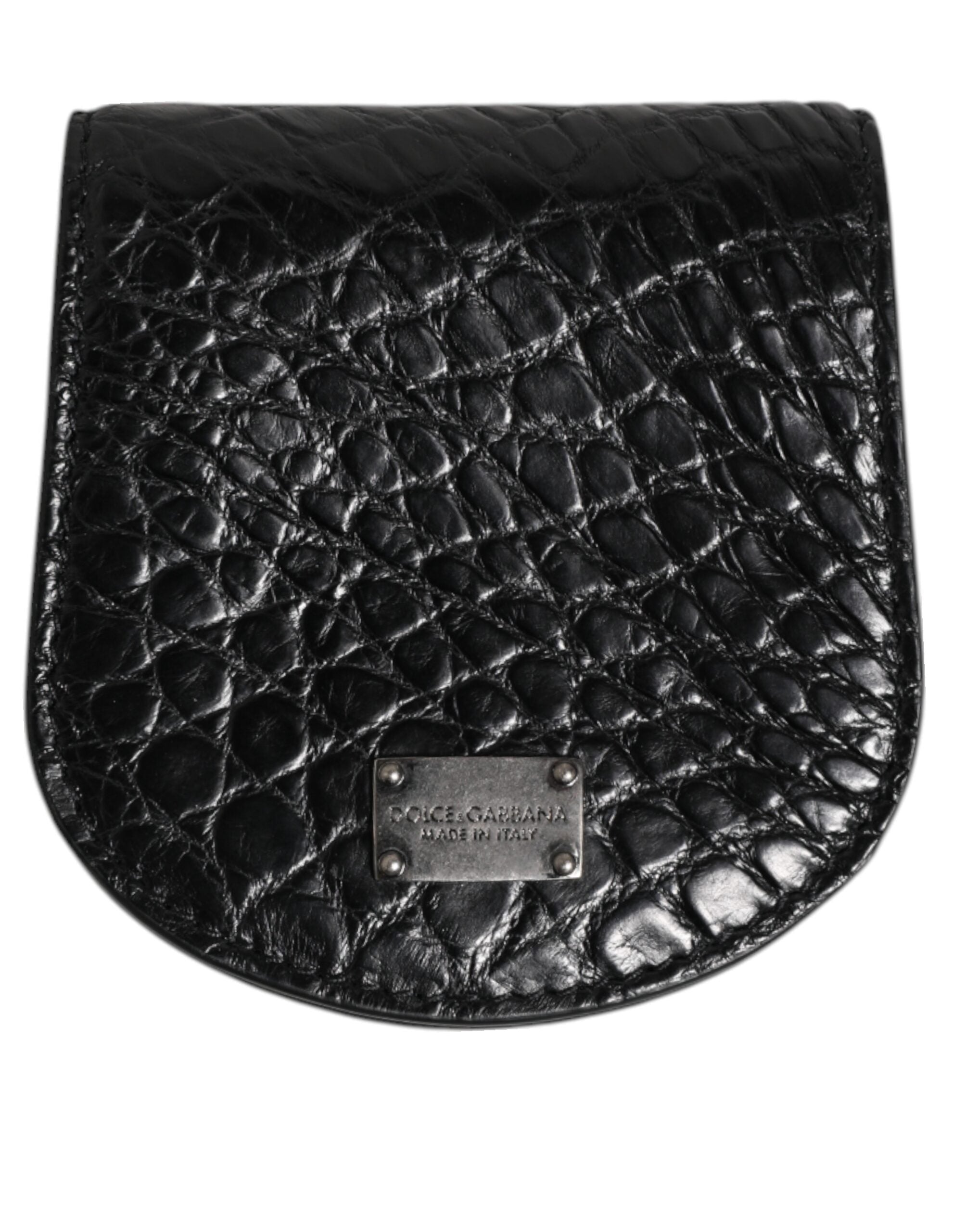 Dolce & Gabbana Svart Kondomfodral med Mynt och Exotisk Hud, Plånbok