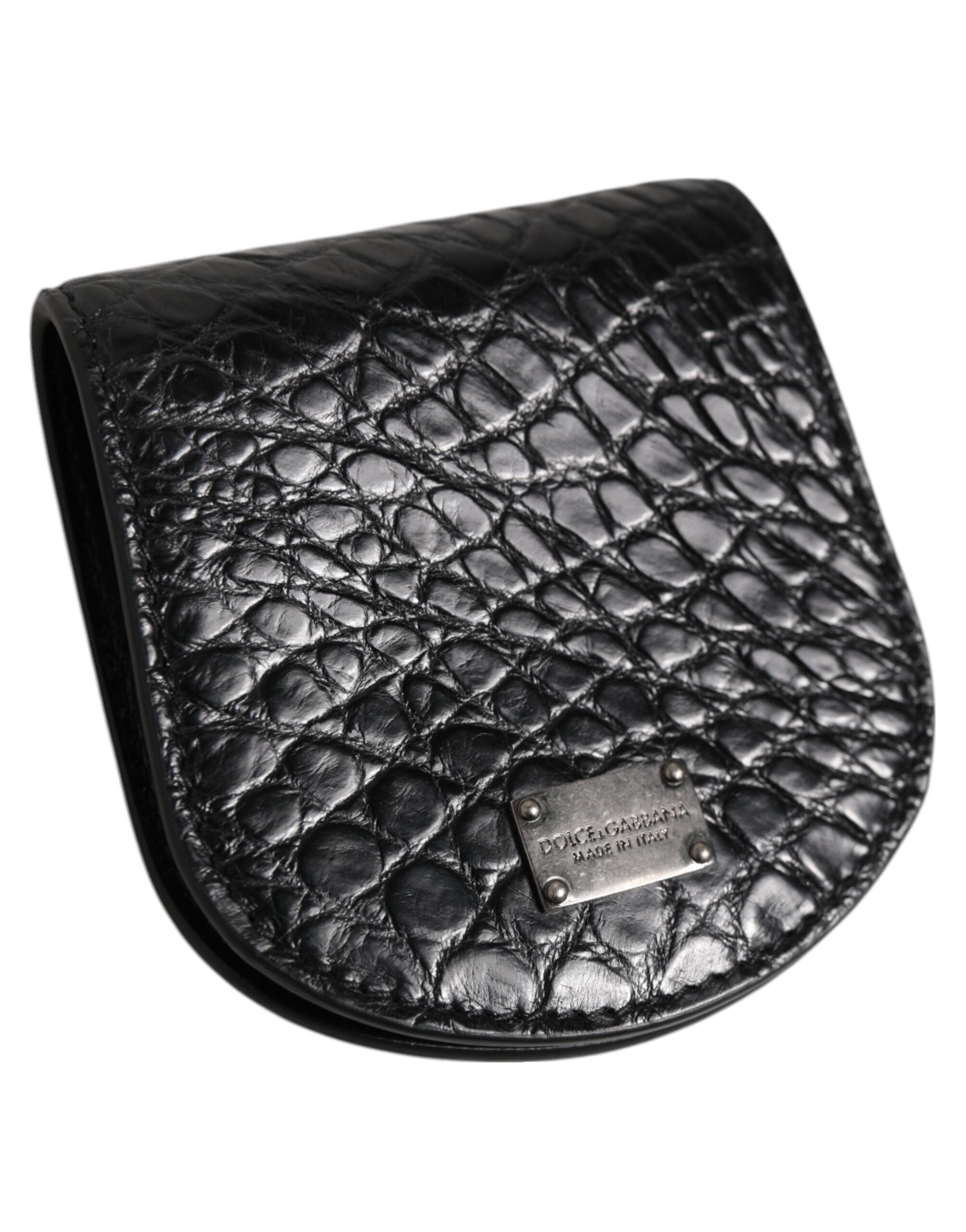 Dolce & Gabbana Svart Kondomfodral med Mynt och Exotisk Hud, Plånbok